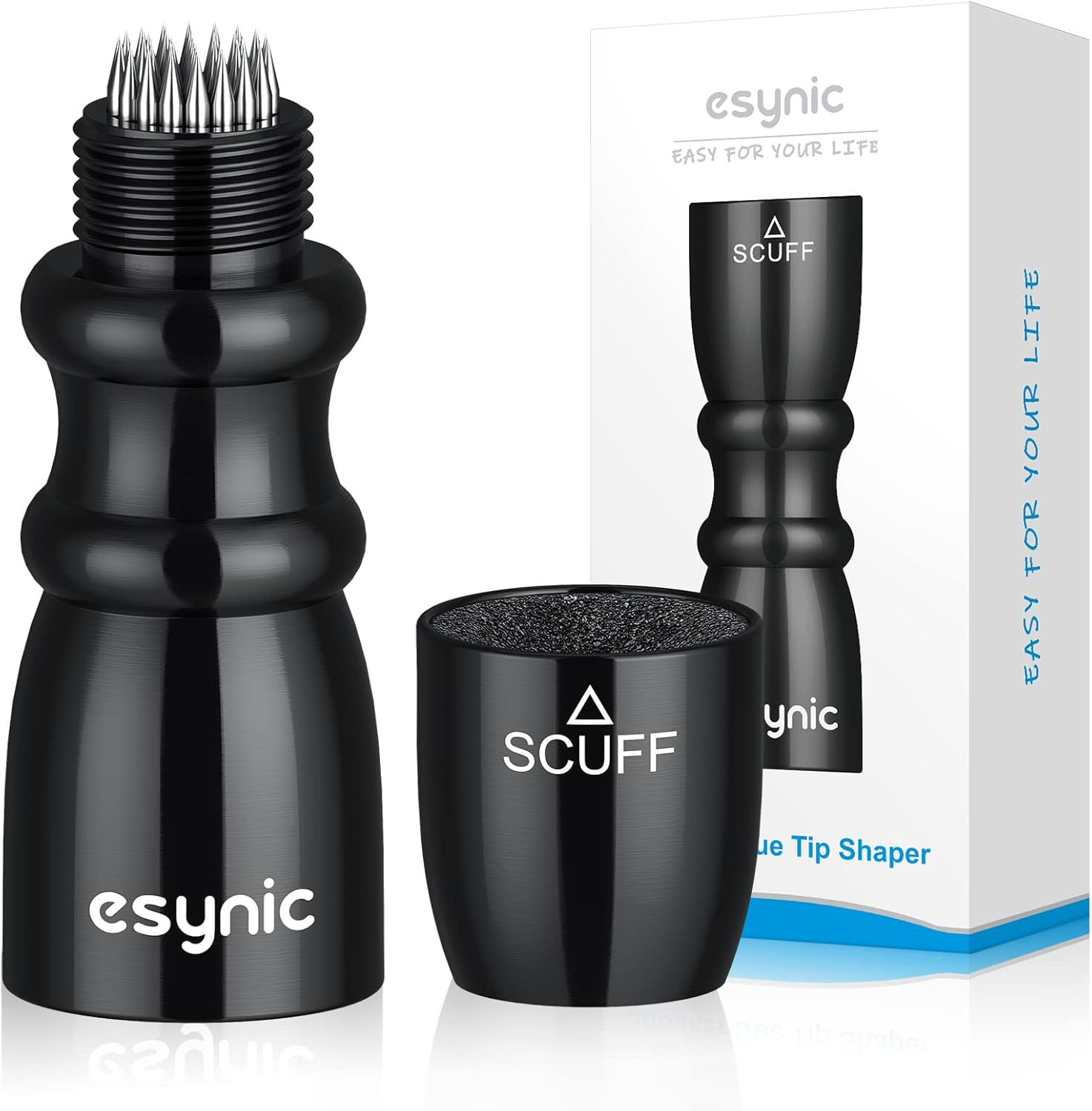 Esynic Professional Pool Cue Tips Shaper 3 in 1 Cue Tips Shaper Tool Billiard Cue Tips Shaper Set Stainless Steel Cue Shapers Billiard Pool Cue Accessories Tool Gifts-Shaper, Scuffer, Aerator