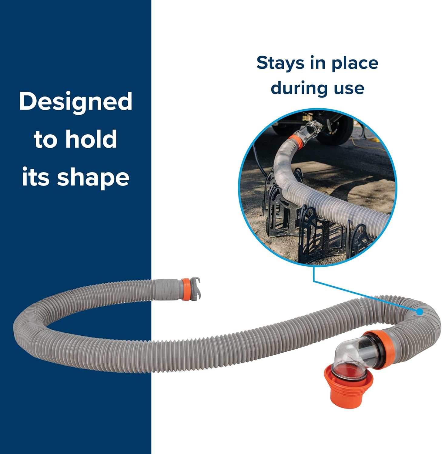 Camco Rhino X 20-Ft Camper/Rv Sewer Hose Kit - (2) 10-Ft Heavy Duty RV Septic Hoses - Designed to Hold Shape & Stay In-Place - Includes 4-In-1 RV Adapter & 360&deg; Swivel RV Sewer Hose Fittings (39390) image number 1