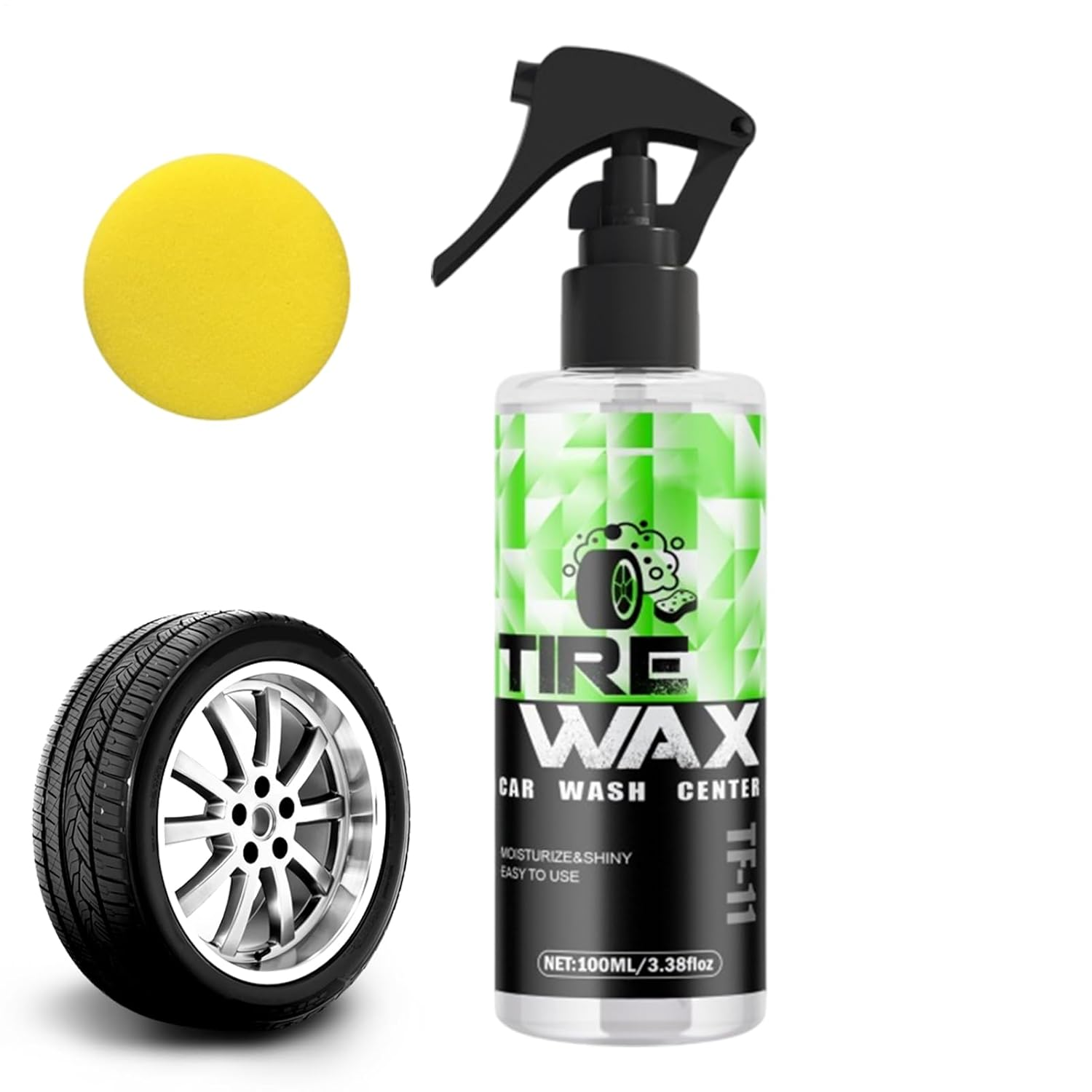 Tire Black - High Gloss Wheel Coating,High Gloss Finish Foam, UV Protection, Long-Lasting, Quick Dressing for Black Tires, Wheels, & Rubber, 100Ml