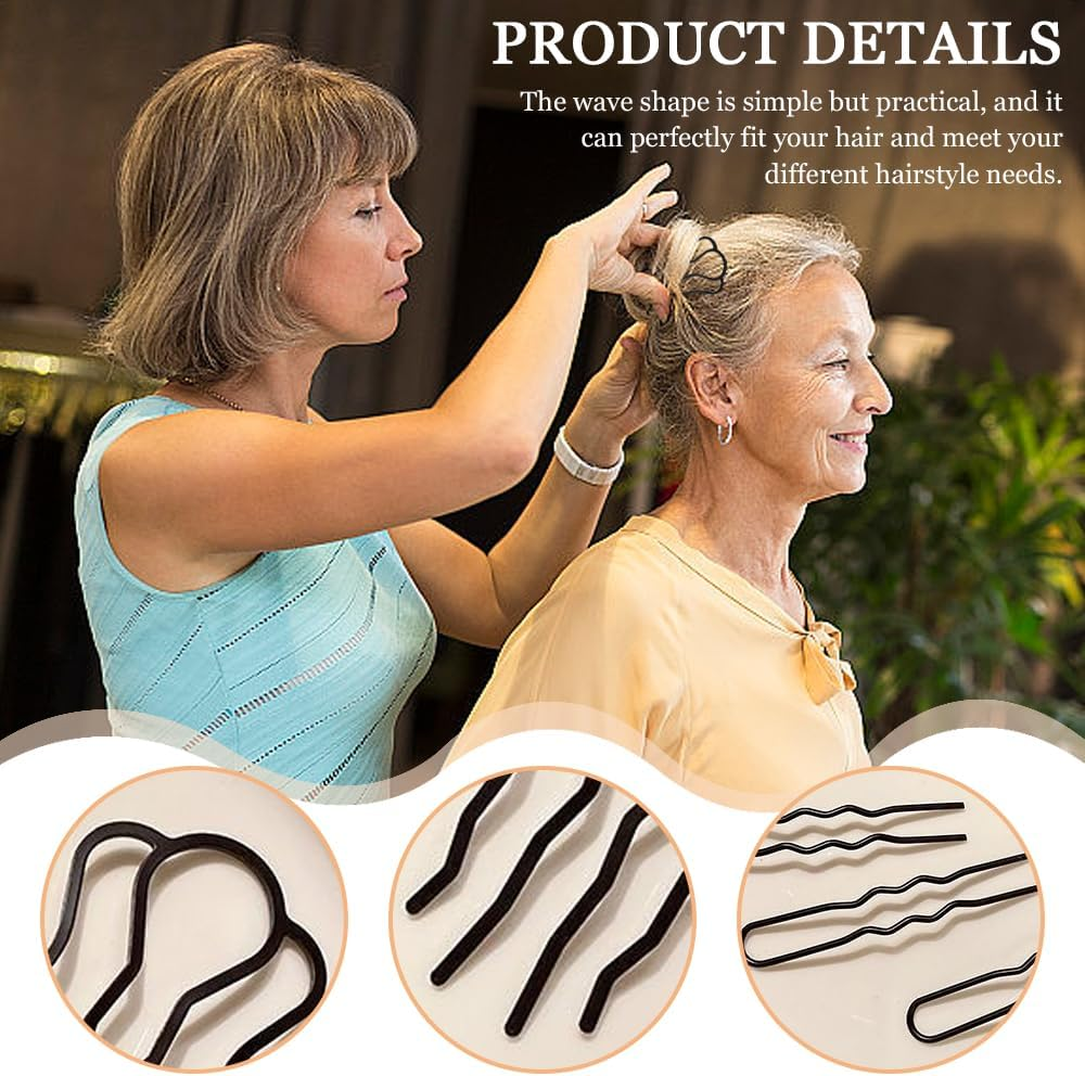 TRKETK 12 Pcs Metal Hair Fork Clips Side Combs Vintage French Twist Comb Messy Updo Bun Hairpin U-Shape Hairpin Styling Tool Accessories for Women Girls All Hair Types (Black) image number 2