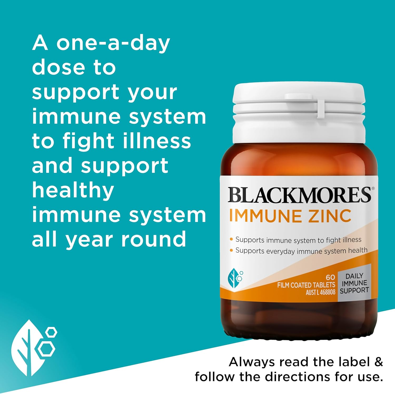 Blackmores Immune Zinc | Supports Immune System to Fight Illness | 60 Tablets image number 6