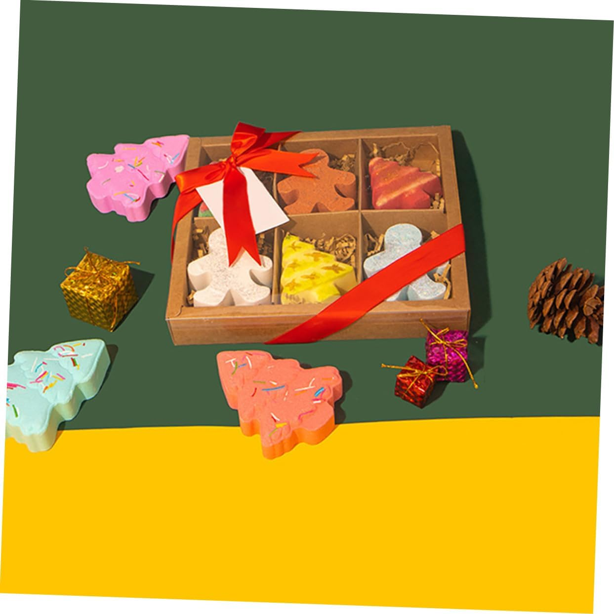 IWOWHERO 6-Piece Christmas Bath Gingerbread Man Bubble Bath Salt Set for Relaxation Skincare image number 1