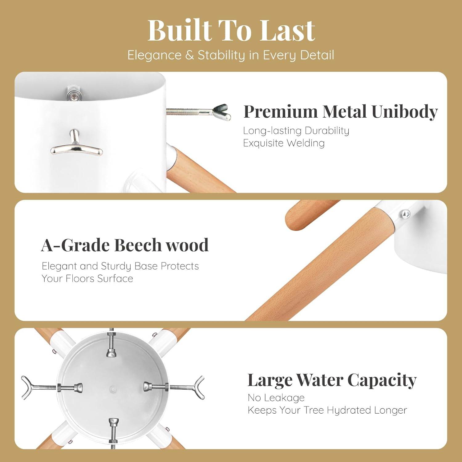 Tree Nest Christmas Tree Stand with Water Tank for Large Trees - Family Christmas Tree Stand for Trees up to 3 M, 5-13 Cm Trunk White image number 5