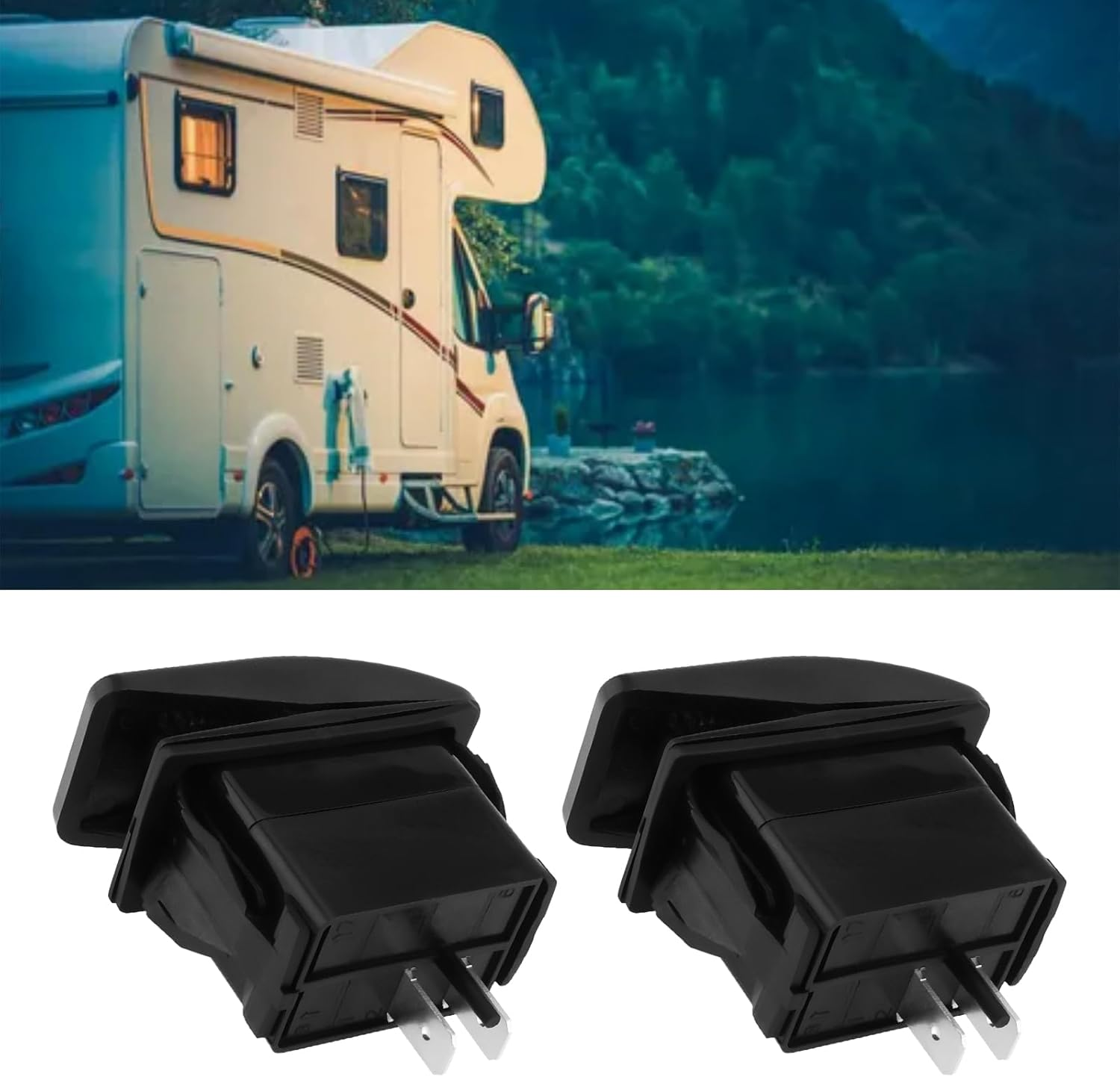 2Pcs 2Pin Marine Rocker Switch 2-Position Switch 20A 12-24V for Boat Car Camper 21X37Mm image number 3