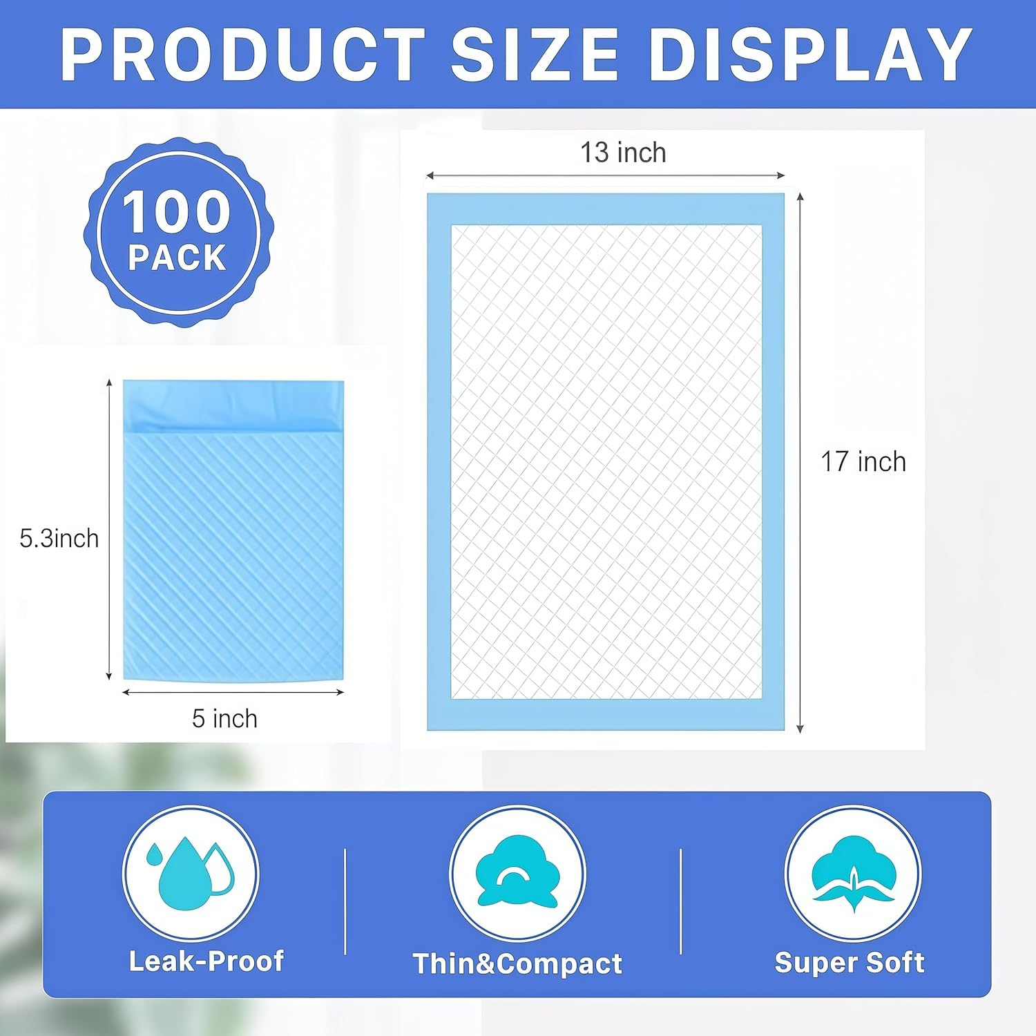 100 Pack Disposable Change Mat Baby, 17X13 Inches Extrathickportable Diaper Changing Pads, with Soft, Breathable, Absorbent, Leak Proof and Quick Drying Functions, Suitable for Infants and Newborns image number 2