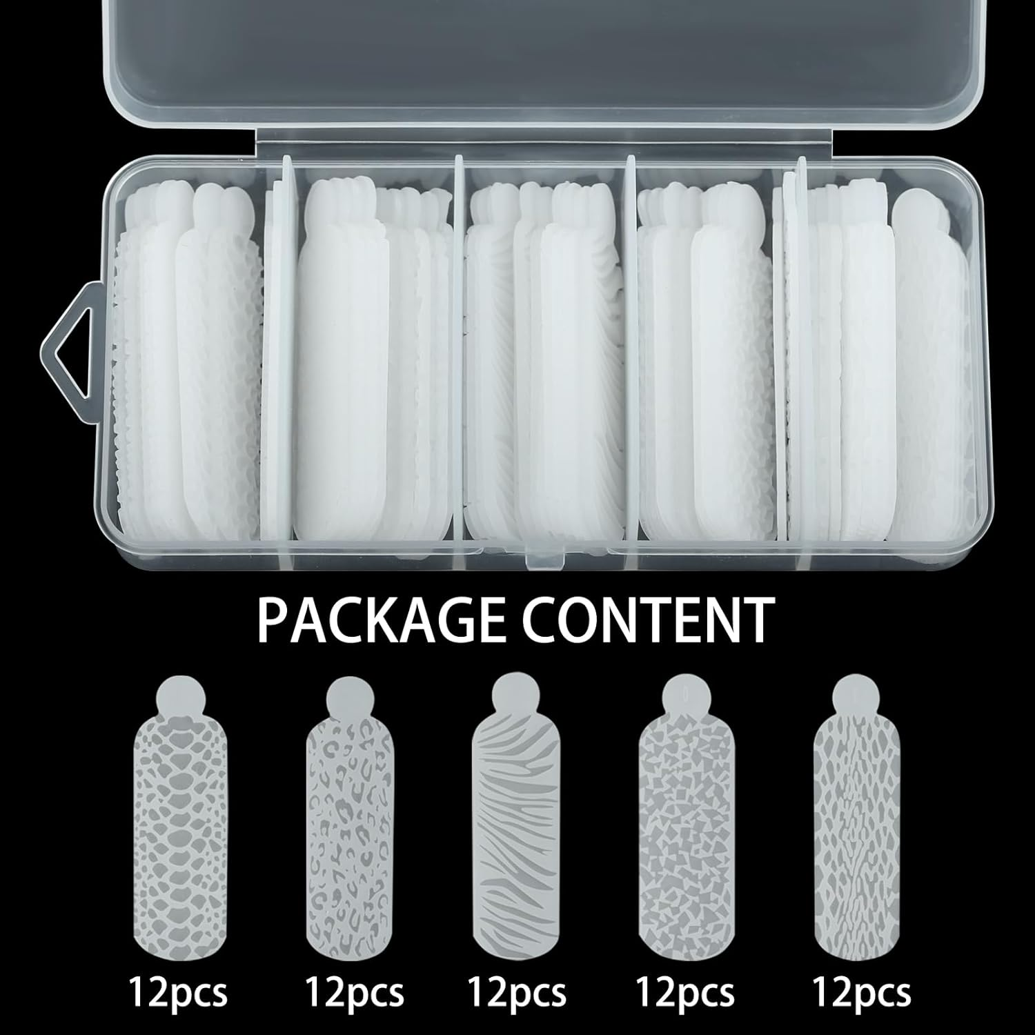 C12Rtive 60 Pieces 3D Silicone Double Nail Shapes Sticker Set, Silicone French Manicure Stickers for Polygel Nail Shapes, Gel Extension Quick Build Double Nail Shapes image number 4