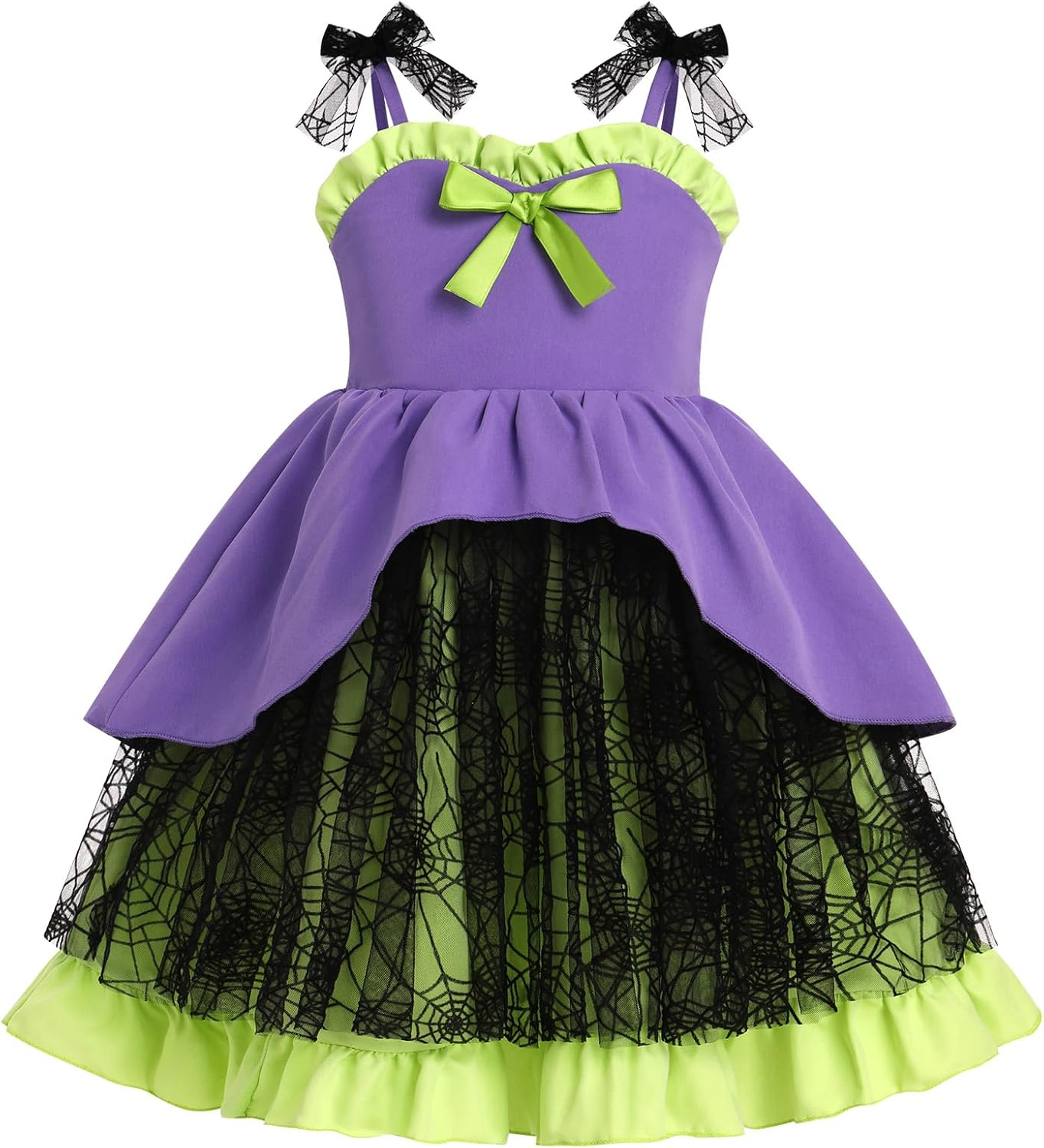 IDOPIP Baby Girls Halloween Tutu Dress Pumpkin Witch Princess Birthday Party Dresses Ruffle Tulle Bowknot Dress up Costume