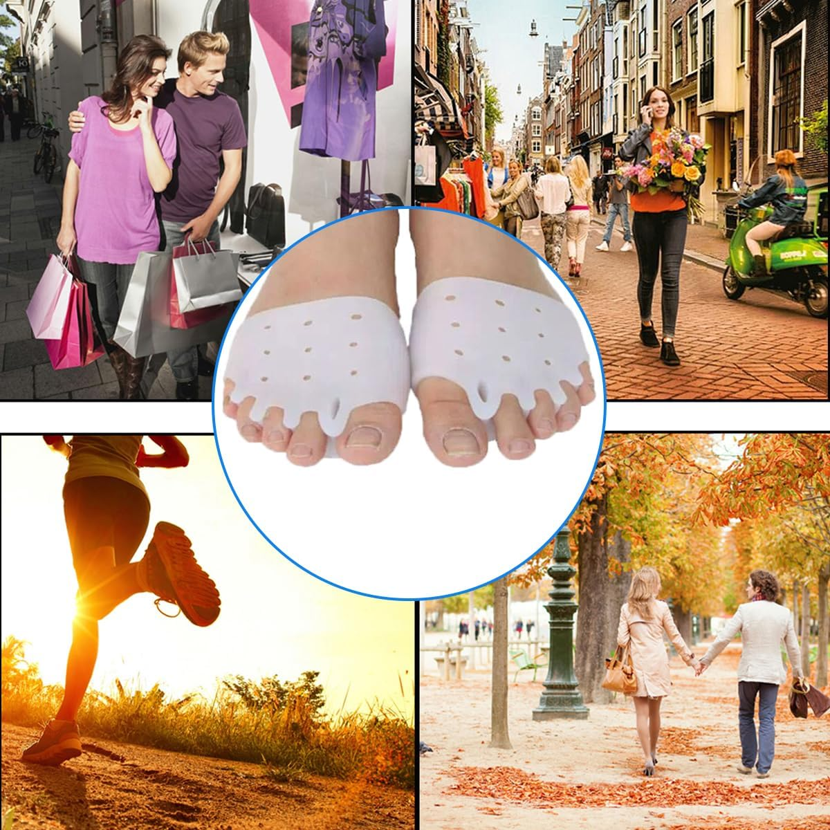 Metatarsal Pads with Gel Bunion Corrector Cushion, 4 Pieces Toe Spacers, Ball of Foot Cushions, Soft&Breathable for Women& Men image number 4