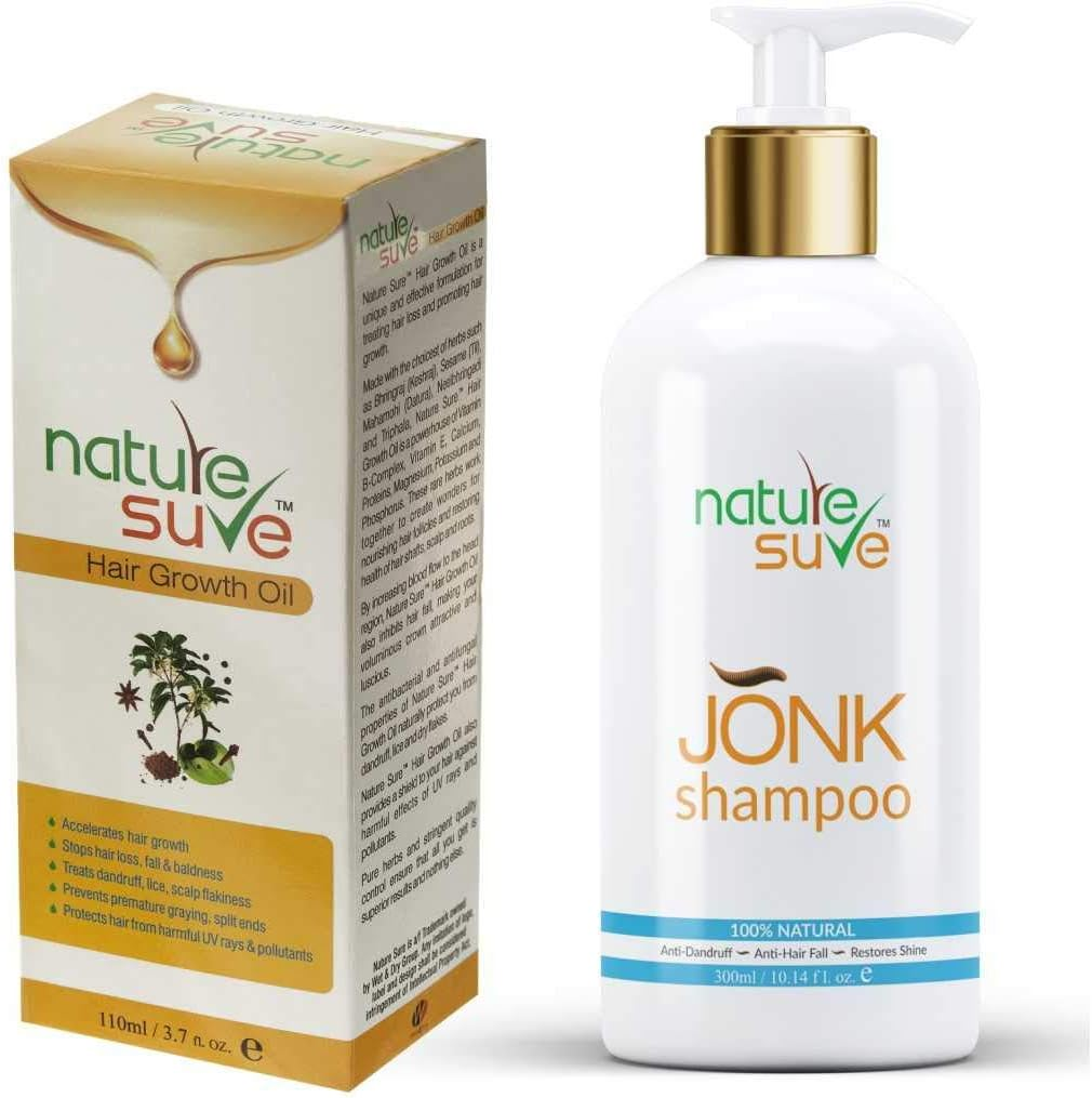 Nature Sure Combo Hair Oil 110Ml & Jonk Shampoo Hair Cleanser 300Ml for Men & Women