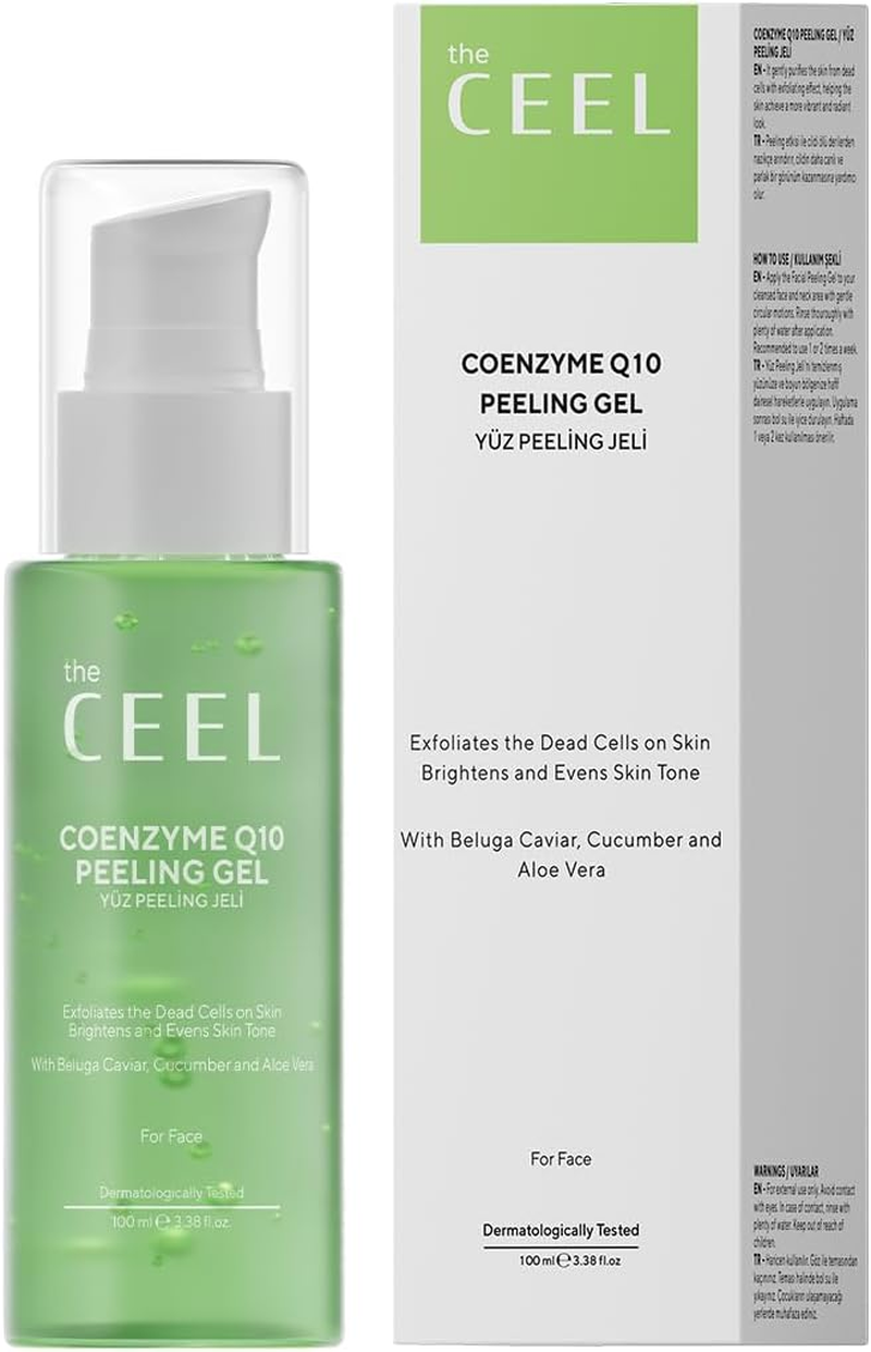 The Ceel Coenzyme Q10 Peeling Gel with Beluga Caviar and Aloe Vera &ndash; Exfoliating & Brightening Face Gel for Smooth Skin, Radiance & Makeup Prep &ndash; 100Ml