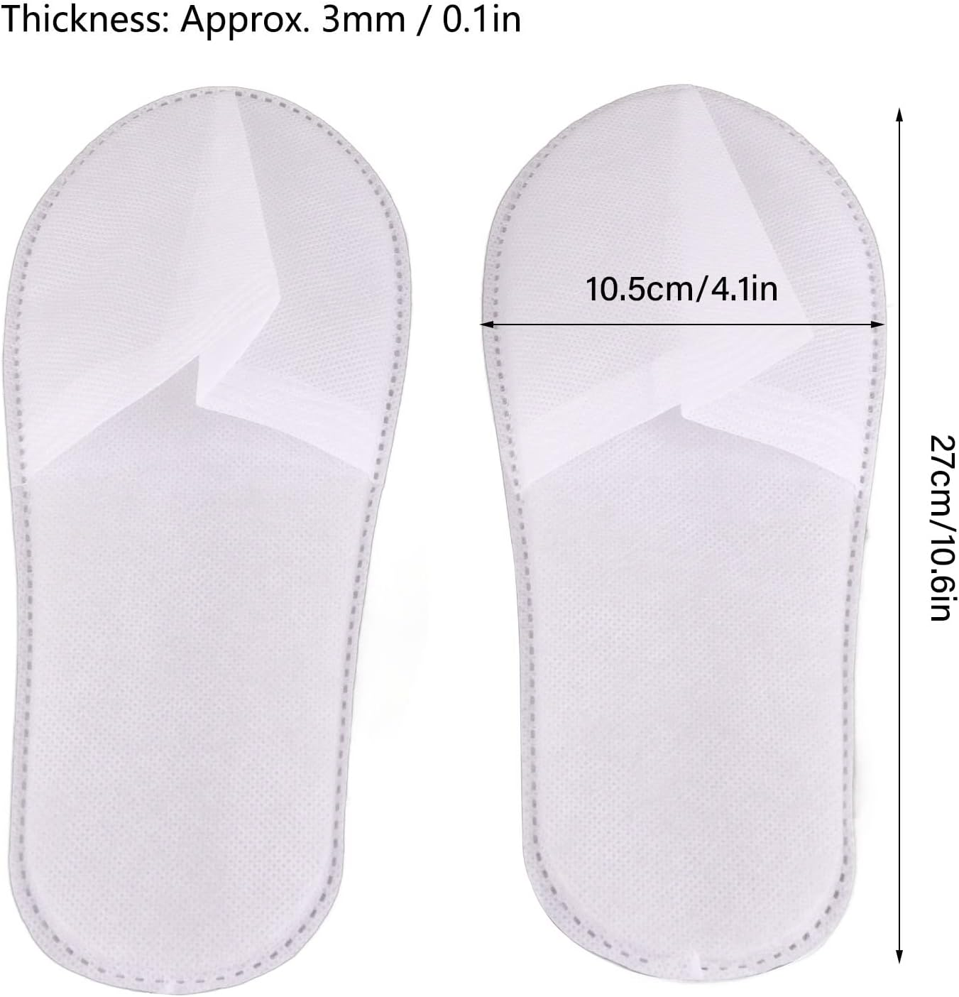 QANYEGN 50Pair Disposable Slippers, Portable Non Slip Bulk Slipper, Disposable Guest Slippers for Home Spa Hotel Party (Non Woven) image number 4