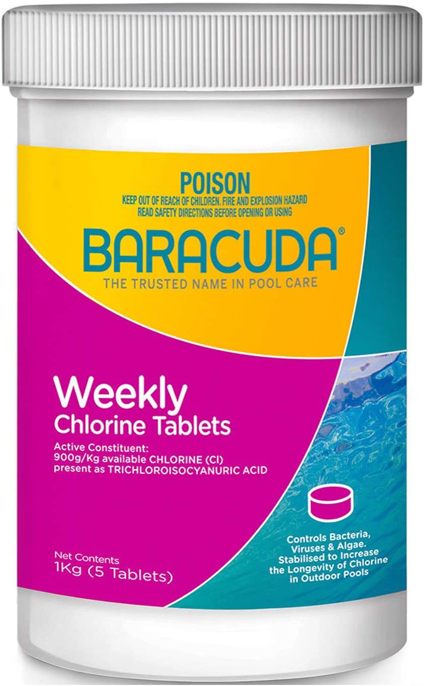 Pool Tablets PRO Once a Week Chlorine 1Kg Baracuda Multi Action Water Sanitiser