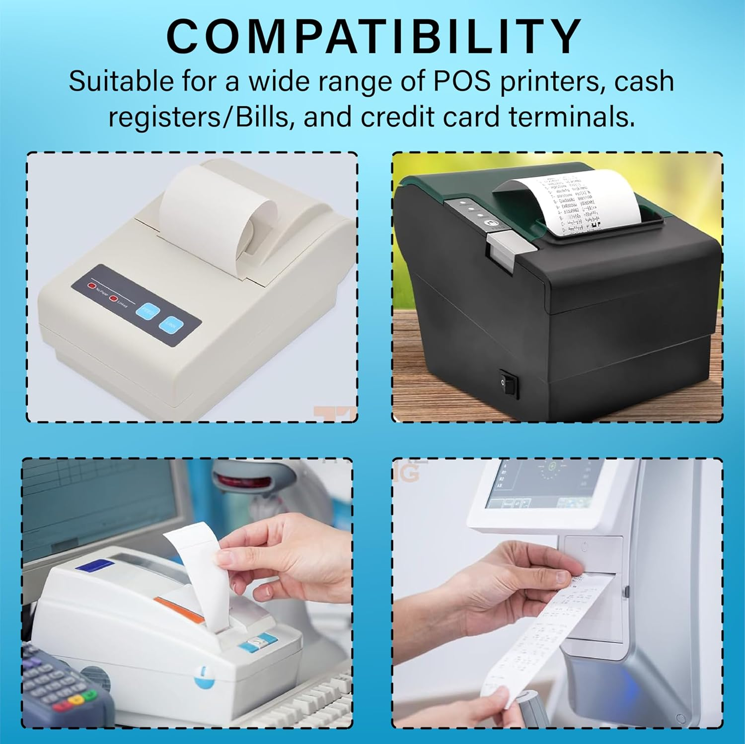 (50 Rolls) 80X80Mm EFTPOS Thermal Paper POS - Cash Register Receipt - Paper Roll Clear - Thermal Printer Paper - Mini Printer Sticker Paper - 14Mm Core - (White) image number 1