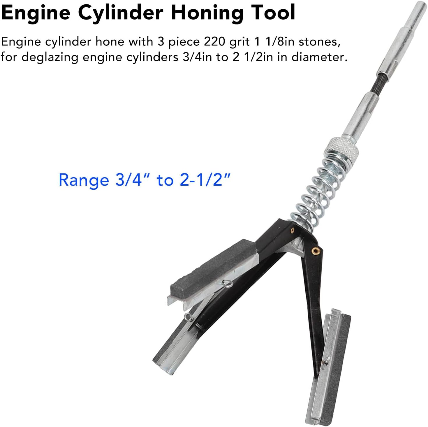 Engine Cylinder Hone Deglazer, Engine Cylinder Hone Tool with 3 Piece 220 Grit Stones, Adjustable 1 1/8In, for Automotive image number 4