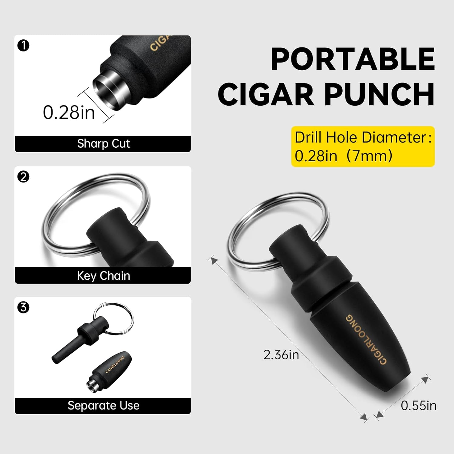 Cigar Ashtray with Cigar Cutter Set Portable, Include Ceramic Ashtray, Enlarge Sharp V-Cut Cutter Punch with Gift Box, Accessories Set for Men(Yellow) - Blue image number 3