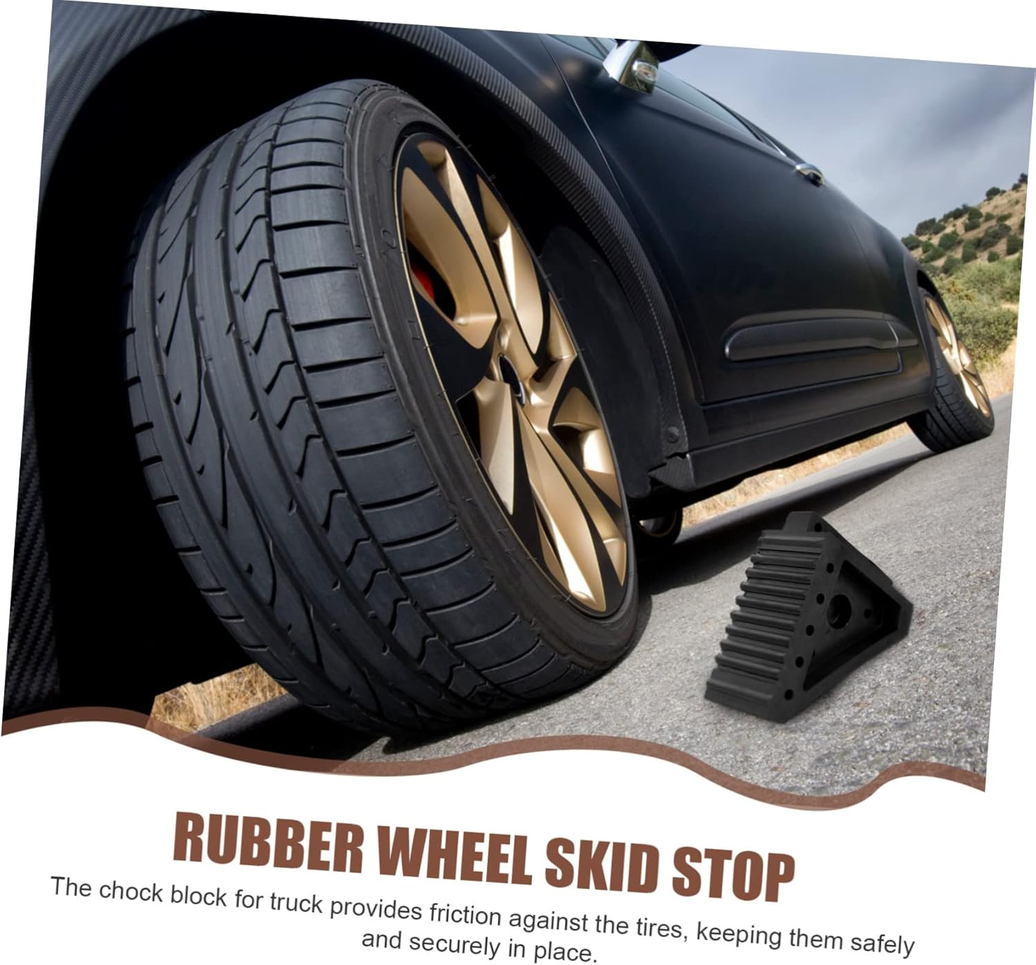 Wheel Slip Rubber Tire Blocks for Camper Trailer Heavy Duty Stopper for Vehicle Ramp Practical Tyre Chock