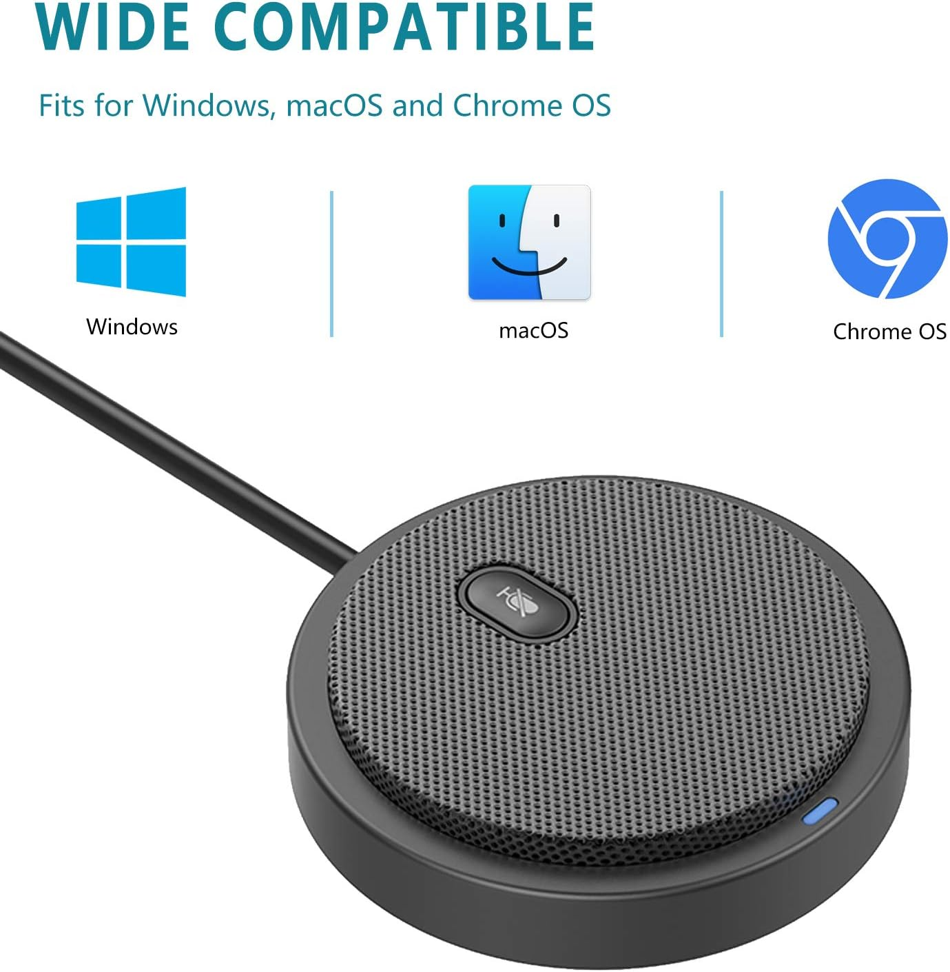 Upgraded USB Conference Microphone for Computer, 360&deg; Omnidirectional Condenser Mic with Mute Key, Great for Video Conference, Gaming, Chatting, Skype, Plug & Play, Windows Macos, Ideal for Gift image number 1