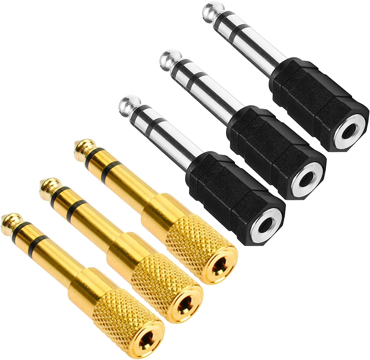 Dakuan Pack of 6, 6.35/6.5 Mm to 3.5 Mm Headphones Adapters, Stereo Audio Adapter 1/4 Inch Male -1/8 Inch Female Headphone Jack