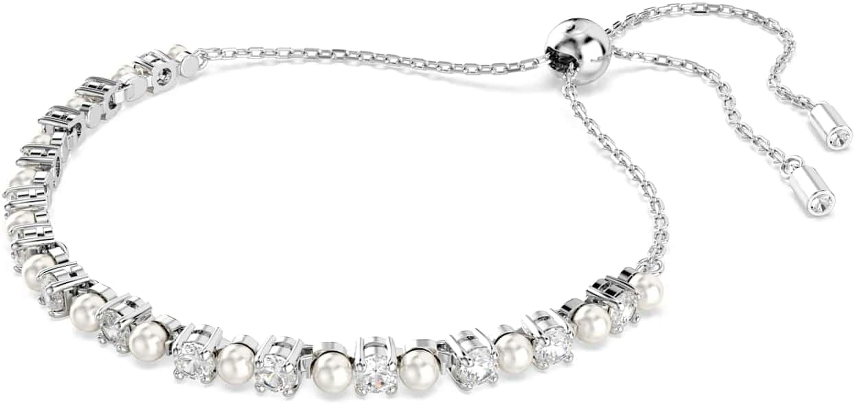 Swarovski Matrix Pearl Bracelet Collection, White Crystals and Crystal Pearls in a Rhodium or Rose Gold-Tone Plated Setting - White, Rose Gold-Tone Plated image number 4