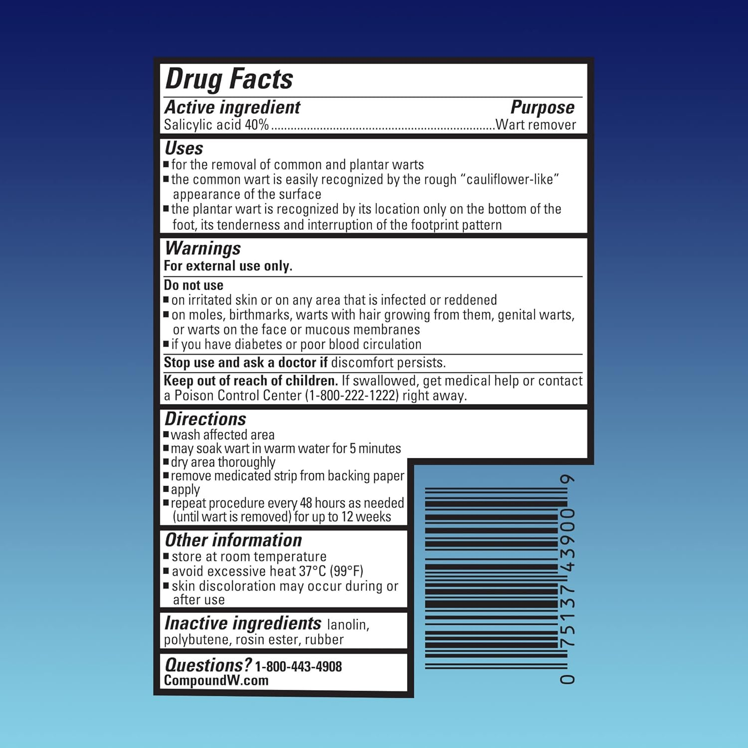 Compound W One Step Invisible Strips Wart Remover Medicated Strips, 14 Count