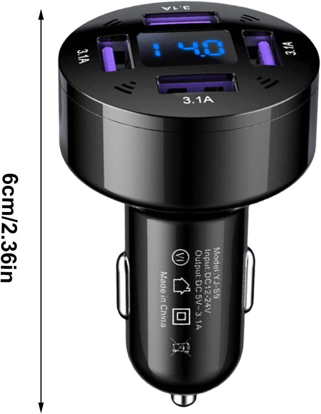 Car Charger USB Fast Charge | Fast Charging Block 4-Port Plug-In Phone Adapter,12-24V Car Charging Head Plug-In for Smartphones, Drive Recorders, Cameras image number 3