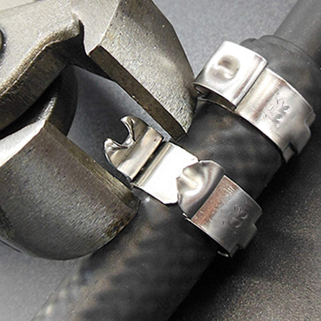 Swpeet 120Pcs 8 Sizes 304 Stainless Steel Single Ear Hose Clamps, Crimp Hose Clamp Assortment Kit Ear Cinch Rings Crimp Pinch Fitting Tools Perfect for Automotive, Home Appliance Line image number 1