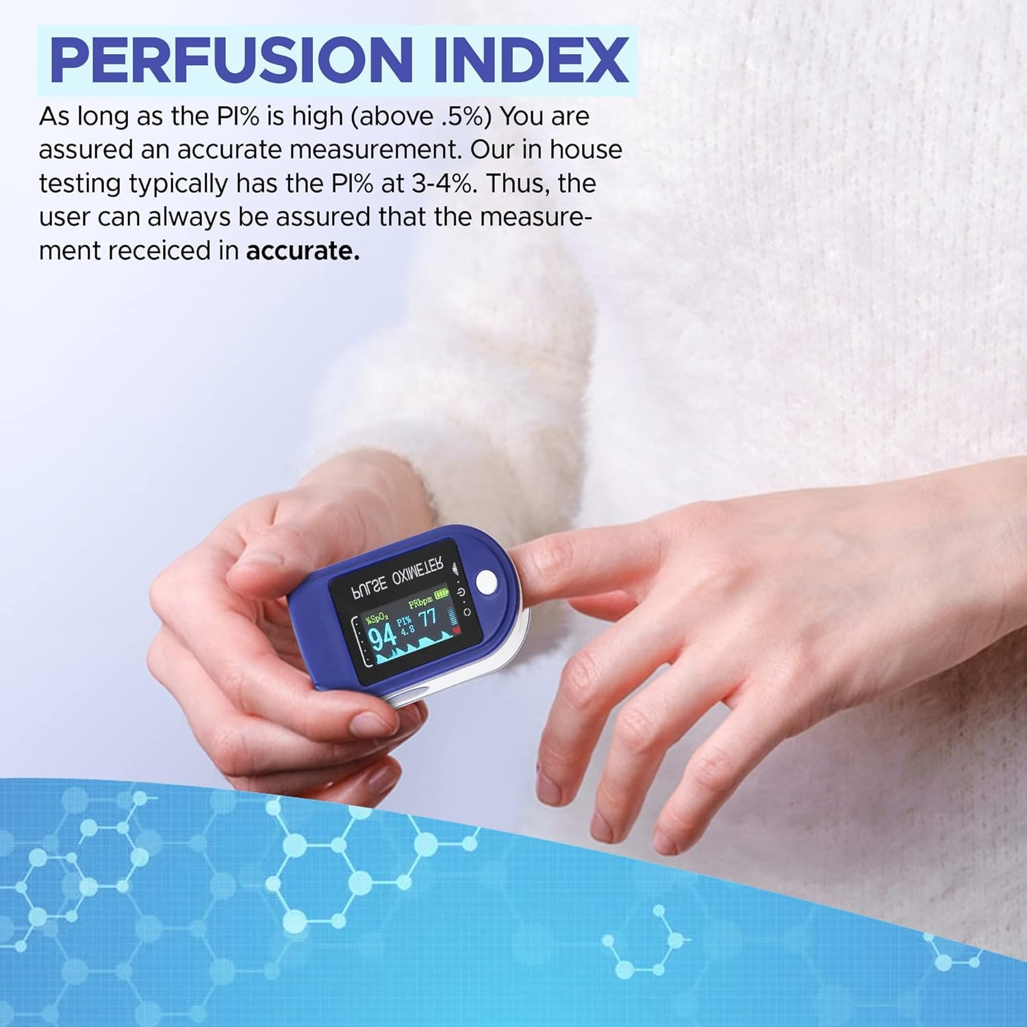 Fingertip Pulse Oximeter, Fast & High-Precision Spo2 Measurement, Blood Oxygen Saturation & Pulse Rate Monitoring, OLED Screen with Large Fonts image number 1