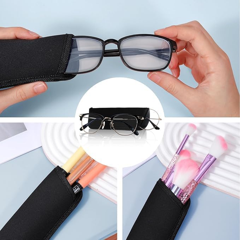 Soft Eyeglass Case 4 Pack Black Storage Glasses Pouch Holder, Fabric Spectacle Pouch Slip-In Eyeglass Pouch Travel Sunglasses Case Slip in Glasses Sleeve for Men & Women image number 1
