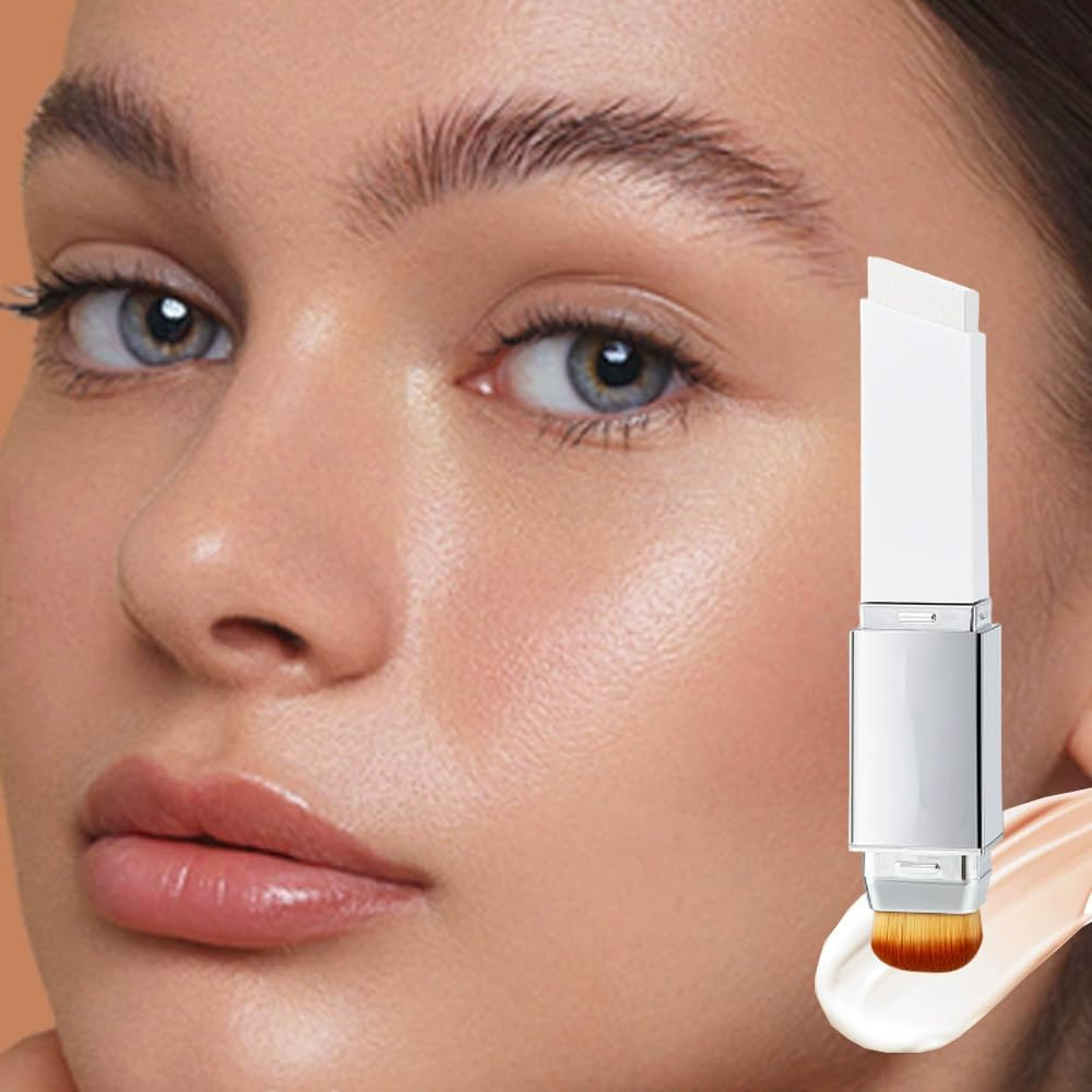 Depehelp Color-Changing Foundation Stick Medium to Full Coverage Dewy Finish Base Makeup, with Detachable Brush, Dewy Finish Base Makeup for Daily & On-The-Go (NATURAL) - Dark Skin image number 4