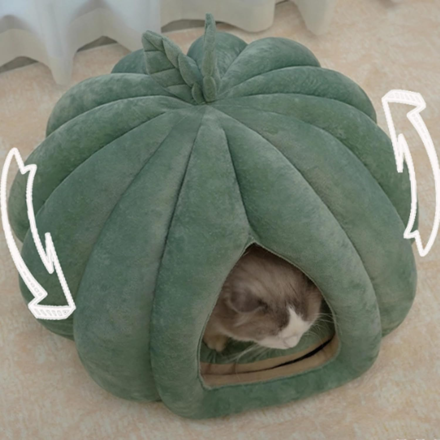 Cat Cave for Indoor, Cat Cave Bed Igloo, Kitten Puppy Cuddly Pet House, Kitten Tent House Warm Cosy Puppy Pet Bed with Removable Washable Cushion Pillow (50 * 50 * 45Cm)