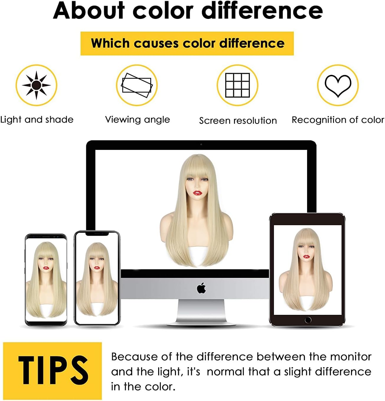 ENTRANCED STYLES Blonde Wig with Bangs, Long Straight Wigs for Women Natural Hair Wigs Synthetic Blonde Wigs for Girls Daily Party Halloween Cosplay Wig 22 Inch - Blonde image number 6