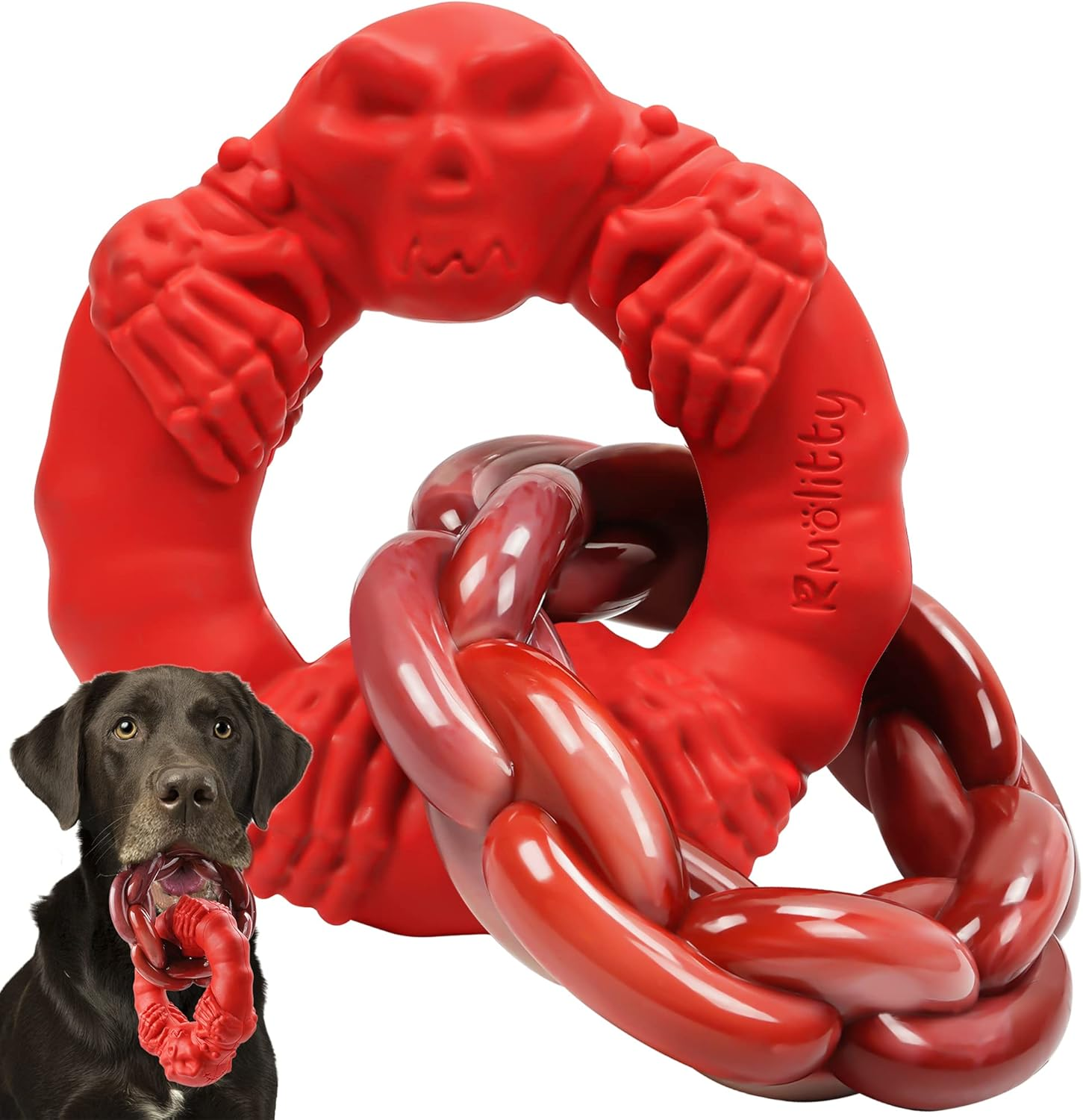 Zimtty Dog Toys for Aggressive Chewers Large Medium Breed Dogs, Indestructible Interactive Tough Non-Toxic Natural Rubber & Nylon Tough Teething Double-Ring Chew Toys image number 6