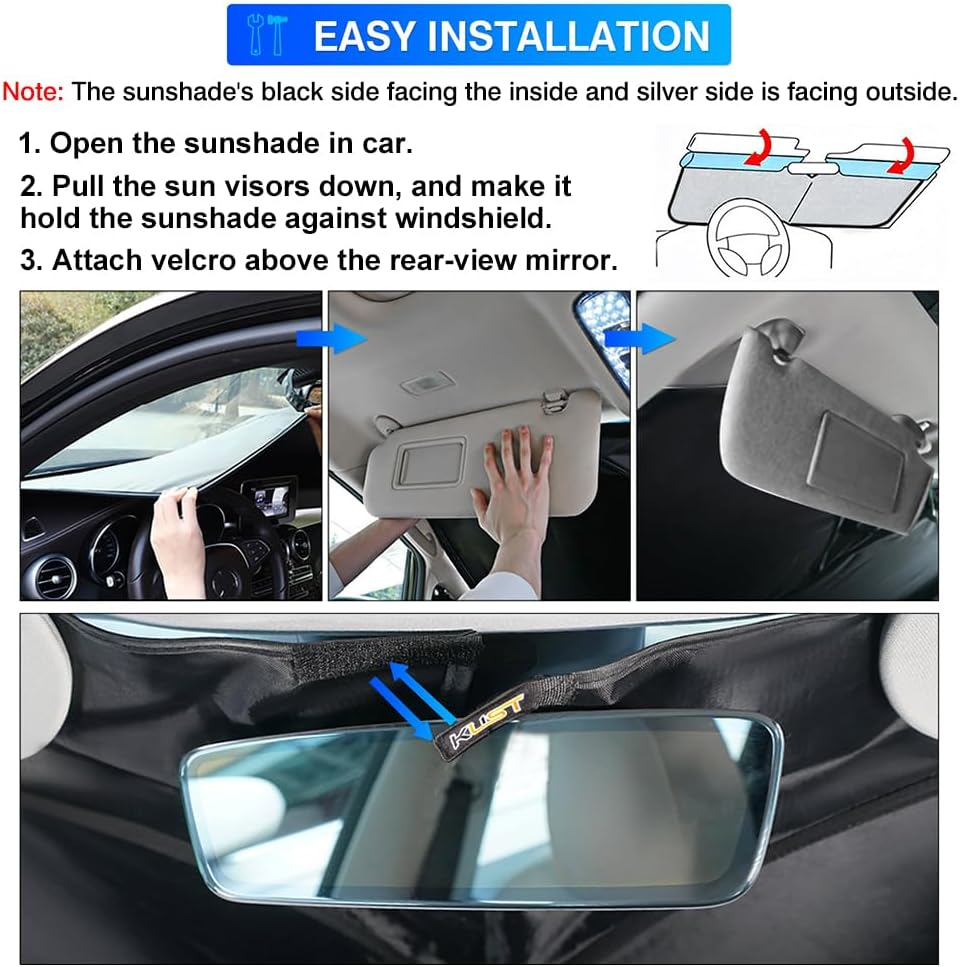KUST Windshield Sun Shade for 2018-2023 Kia Stinger Window Sunshade Sun Visor Protector Foldable Blocks UV Rays Keep Your Car Cooler image number 5