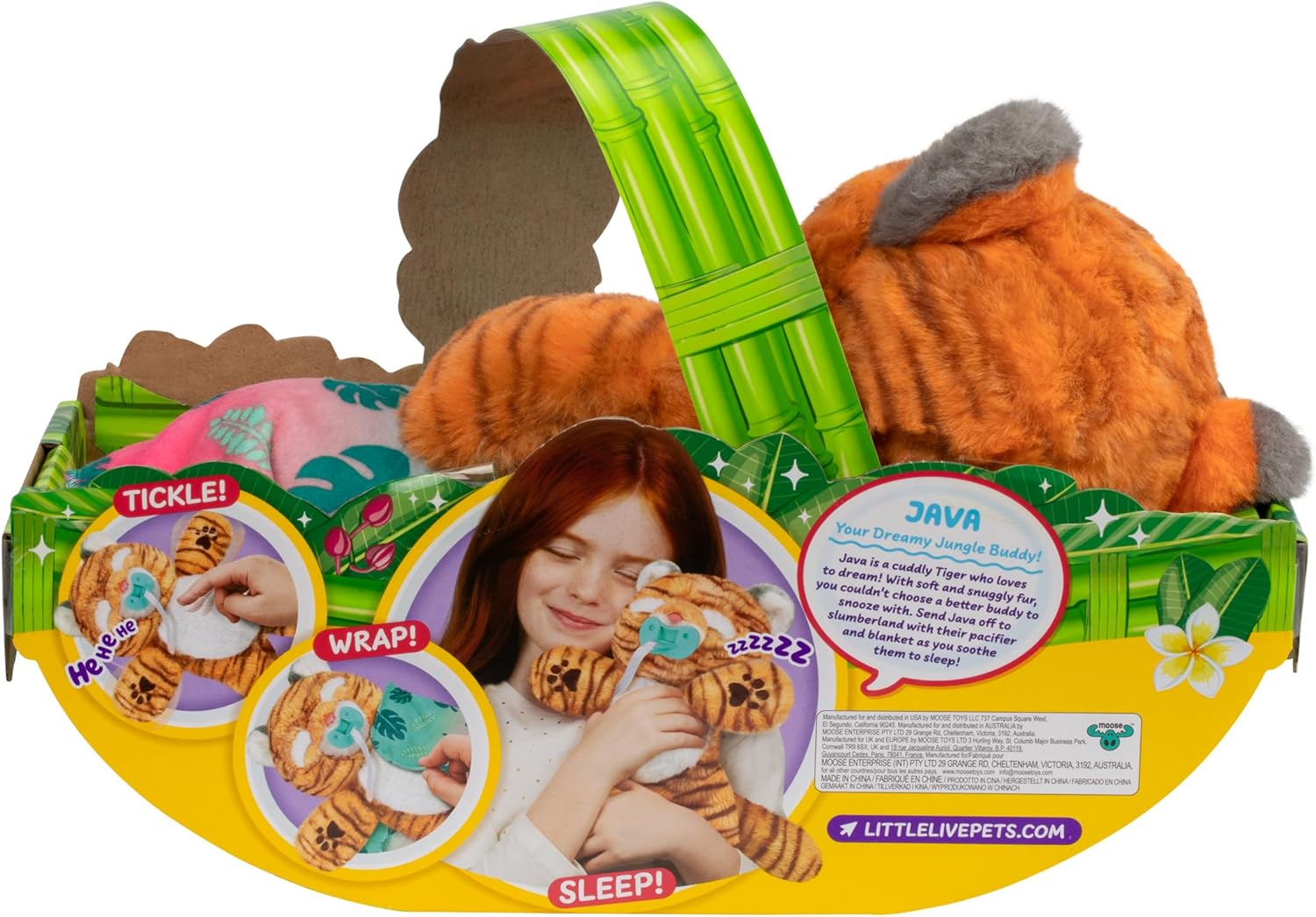 Little Live Pets Cozy Dozys Jungle Series Java the Tiger Interactive Plush Toy Tiger. 25+ Sounds and Reactions. Magical Eye Movement. Blanket, Pacifier and Batteries Included. for Kids Ages 4+. image number 1