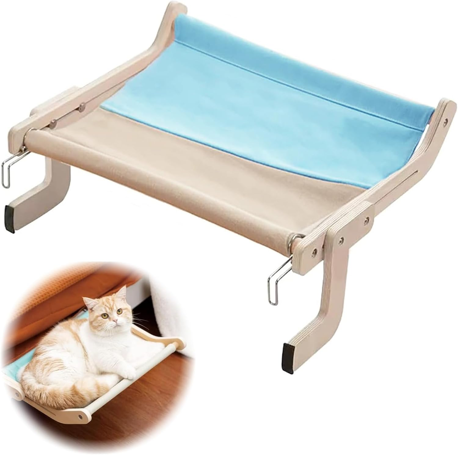 Cat Hammock Window, Cat Hammock, Adjustable Cat Hammock, Cat Window, Leisure Cat Climbing Frame, Hanging Cat Bed, Grey Blue (44.5 X 36 X 16 Cm) image number 3