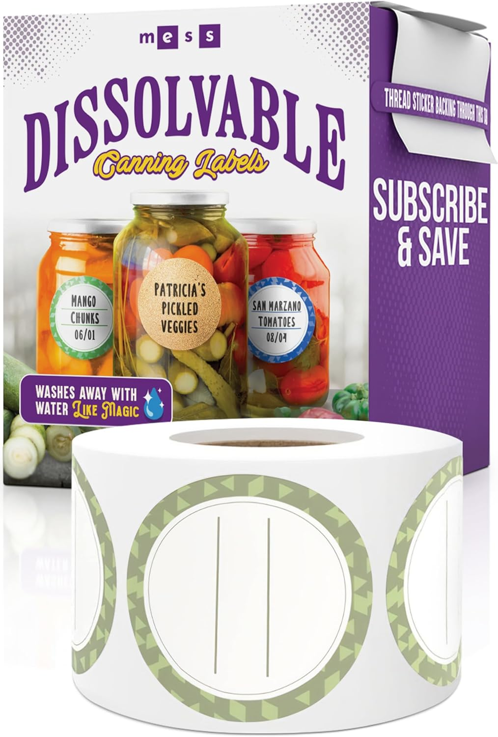 Canning Labels Dissolvable Stickers for Mason Jars and More (2" round 200/Roll) Canning Supplies Washes off in Seconds like Magic - Jar Labels Homemade Jam, Jelly, and More (Eggplant)
