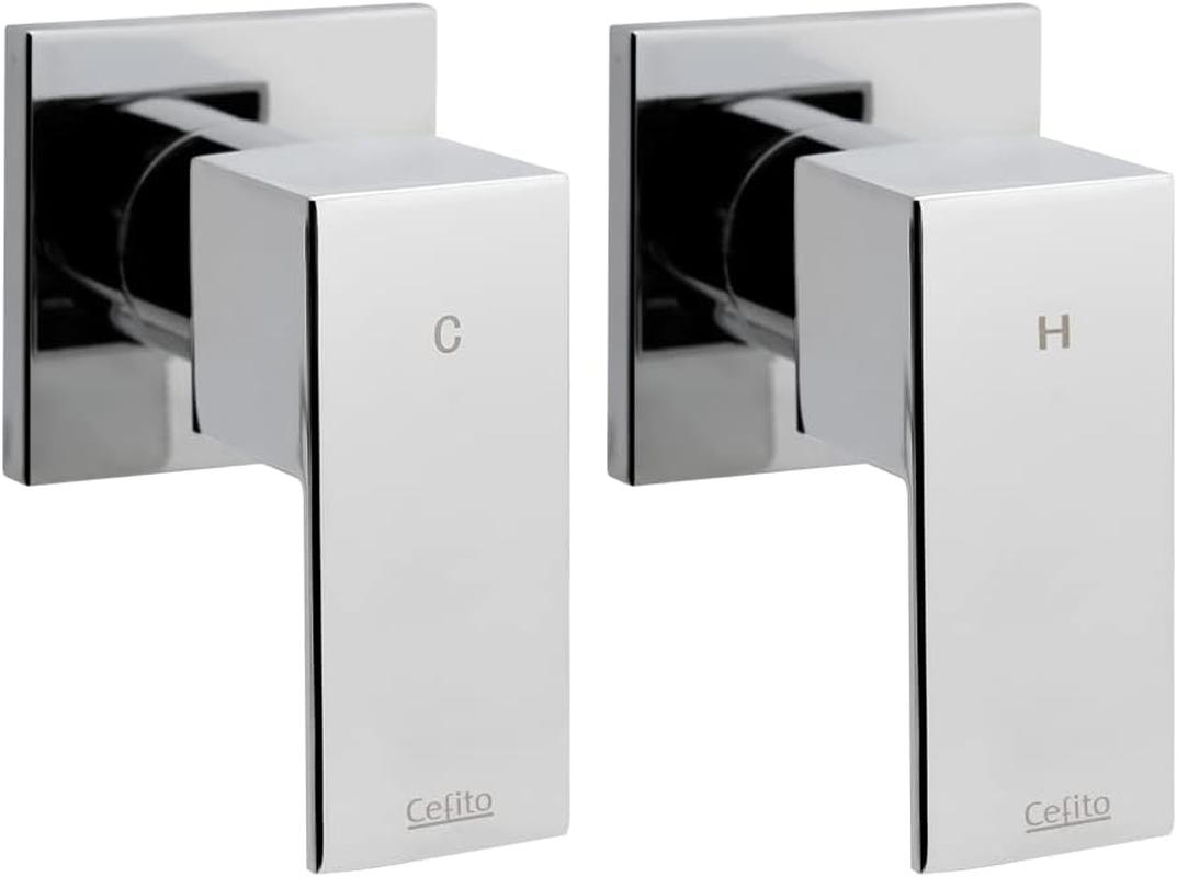 Cefito Shower Tap, 6 X 7 X 8.5Cm Mixer Showers Faucet Head Showerhead Tap Bath Accessories Bathroom Toilet Set Kitchen Fixtures Wall, for Hot and Cold Solid Brass Body Silver image number 5