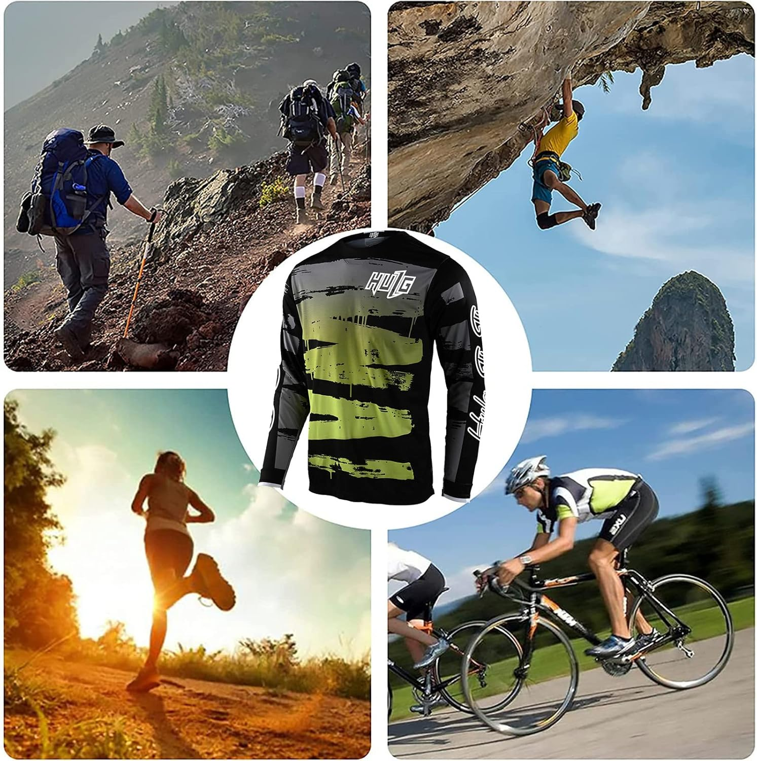 HULG Men'S Cycling Jersey Mountain Bike Motocross Jersey Long Sleeve MTB T-Shirt Downhill Cycling Jersey Quick-Drying image number 2