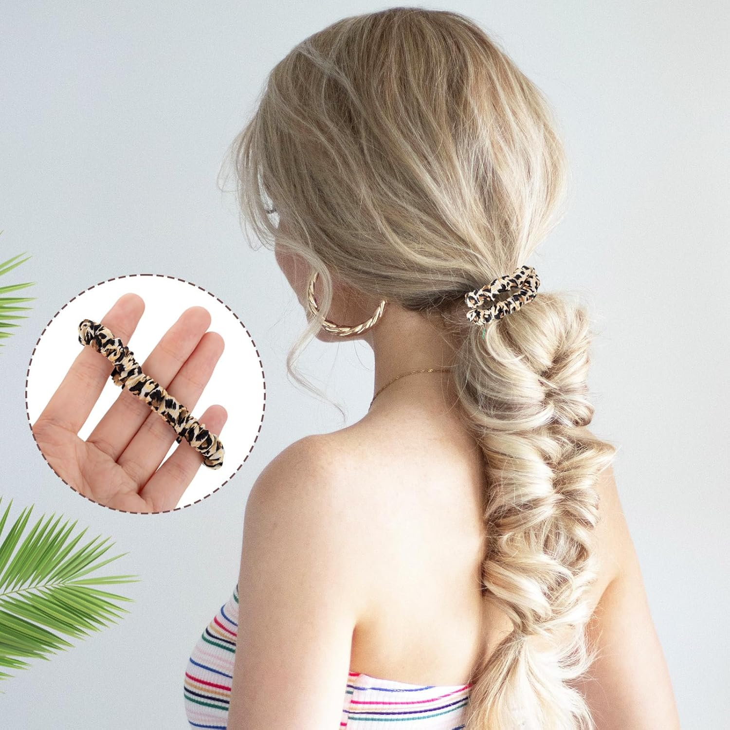 Pack of 3 Silk Scrunchies in Leopard Print, Black & Coffee, Elegant Hair Bobbles for Women & Silk Hair Scrunchie, Stylish Hair Accessories for Daily Hairstyles and Special Occasions image number 3