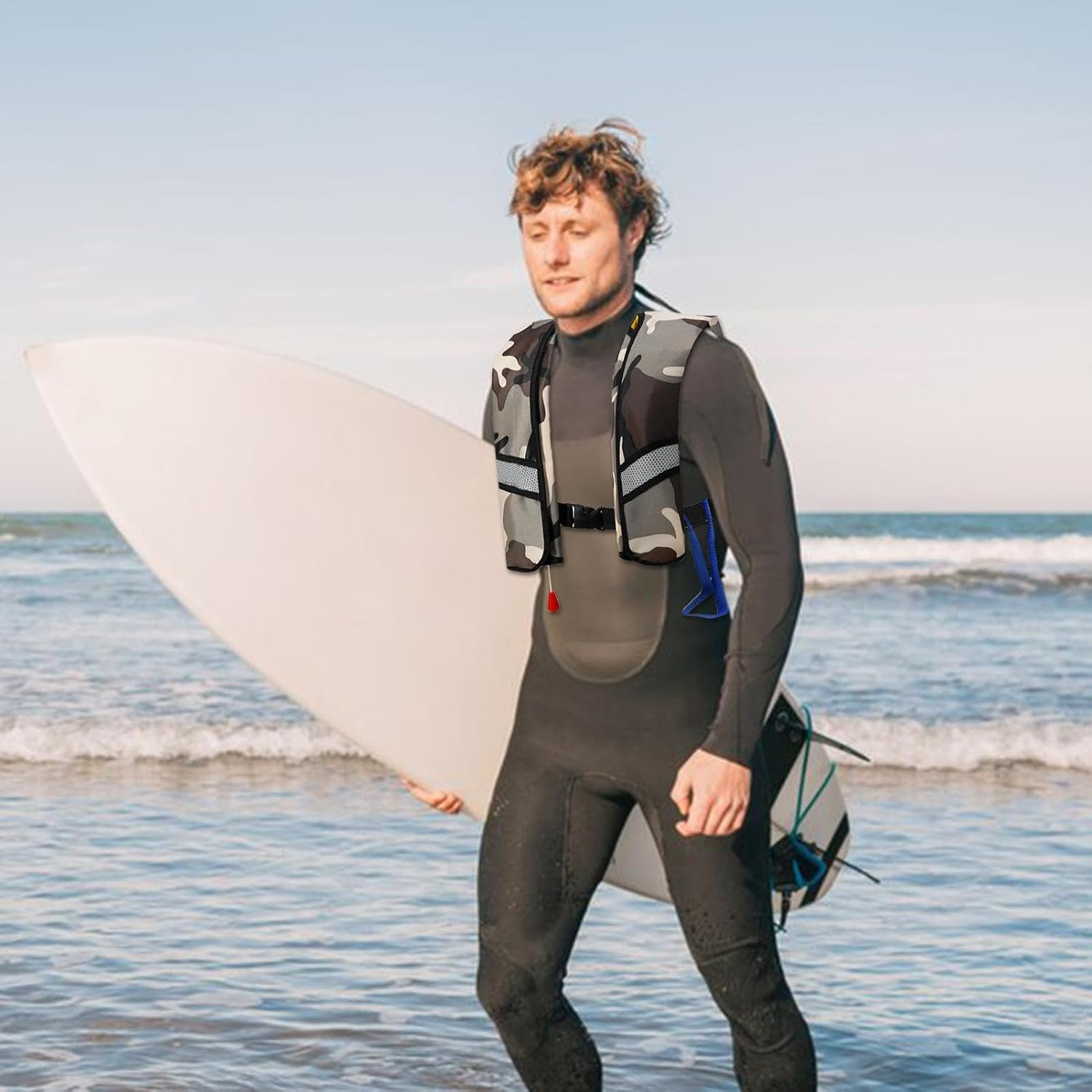 Life Vest Inflatable,Boating Life-Saving Vest Automatical Inflating - Women Men Buoyancy Aid to Water Sports Safety for Seaside Recreation, Cruise Ship image number 3