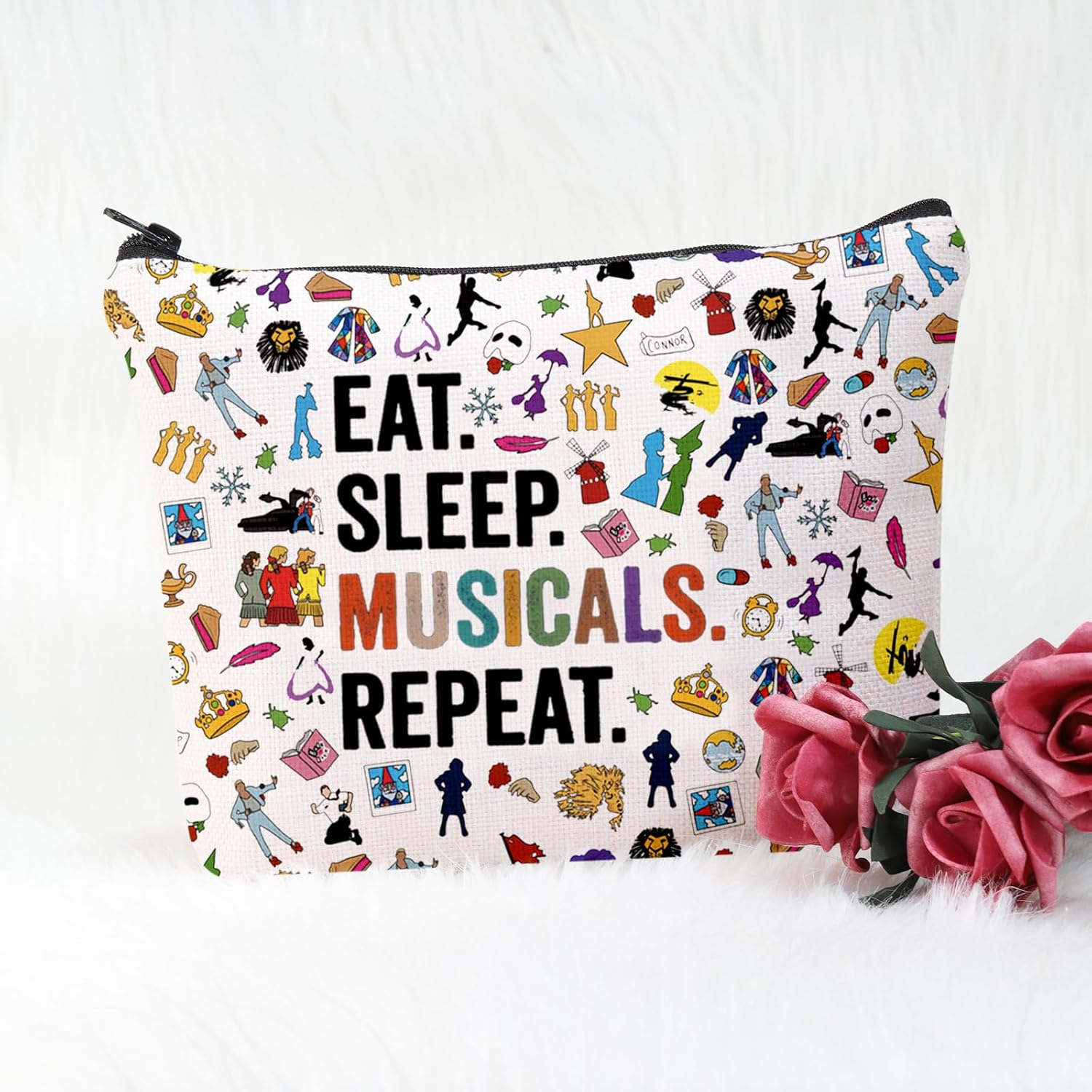 POFULL Musical Acting Gift Musical Theatre Gift Eat Sleep Musicals Cosmetic Bag, Eat Sleep Musicals Cosmetic Bag image number 6