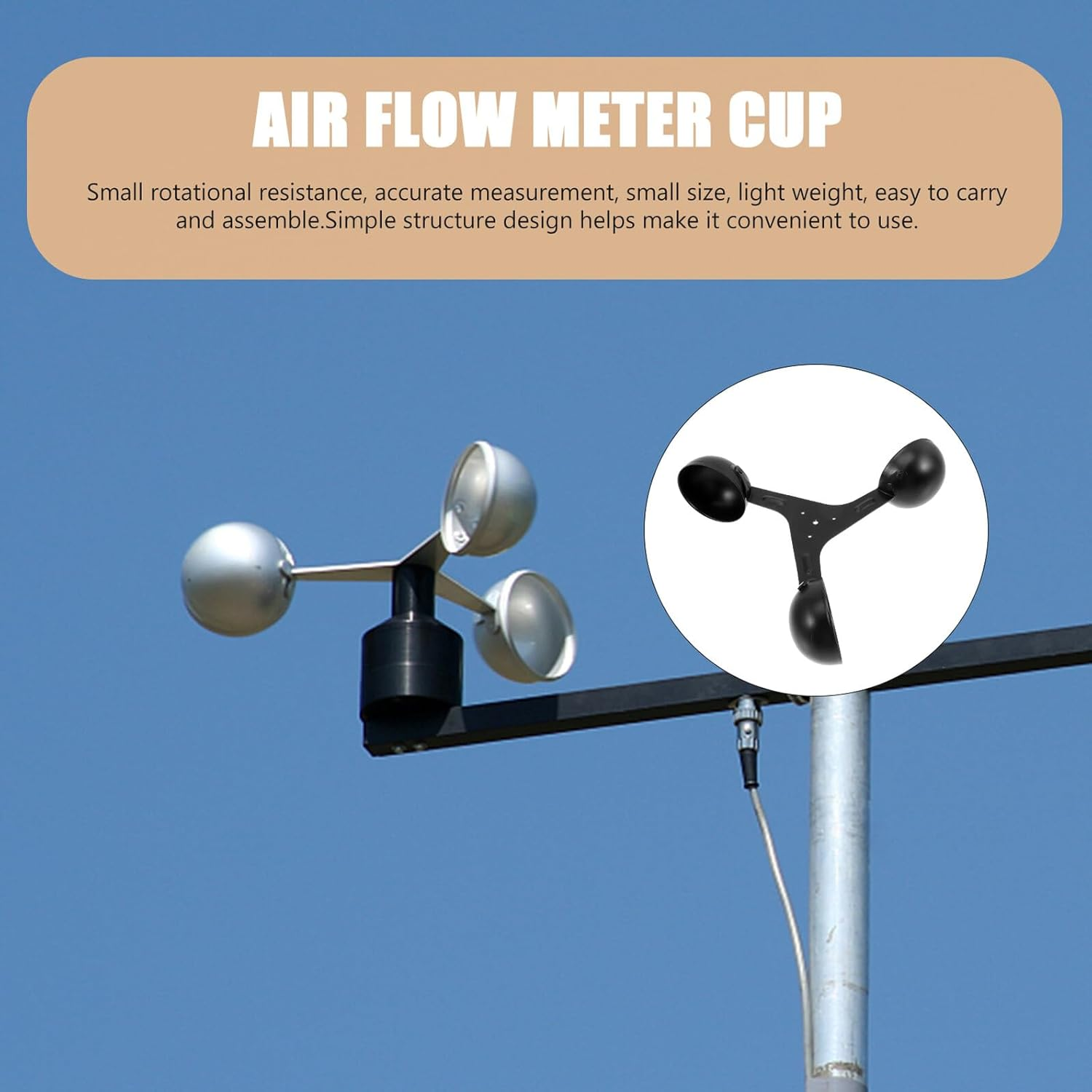 Professional Anemometer Wind Speed Sensor Replacement Cup with Lightweight Aluminum Alloy Shell for Accurate Airflow Measurement and Wind Navigation image number 6