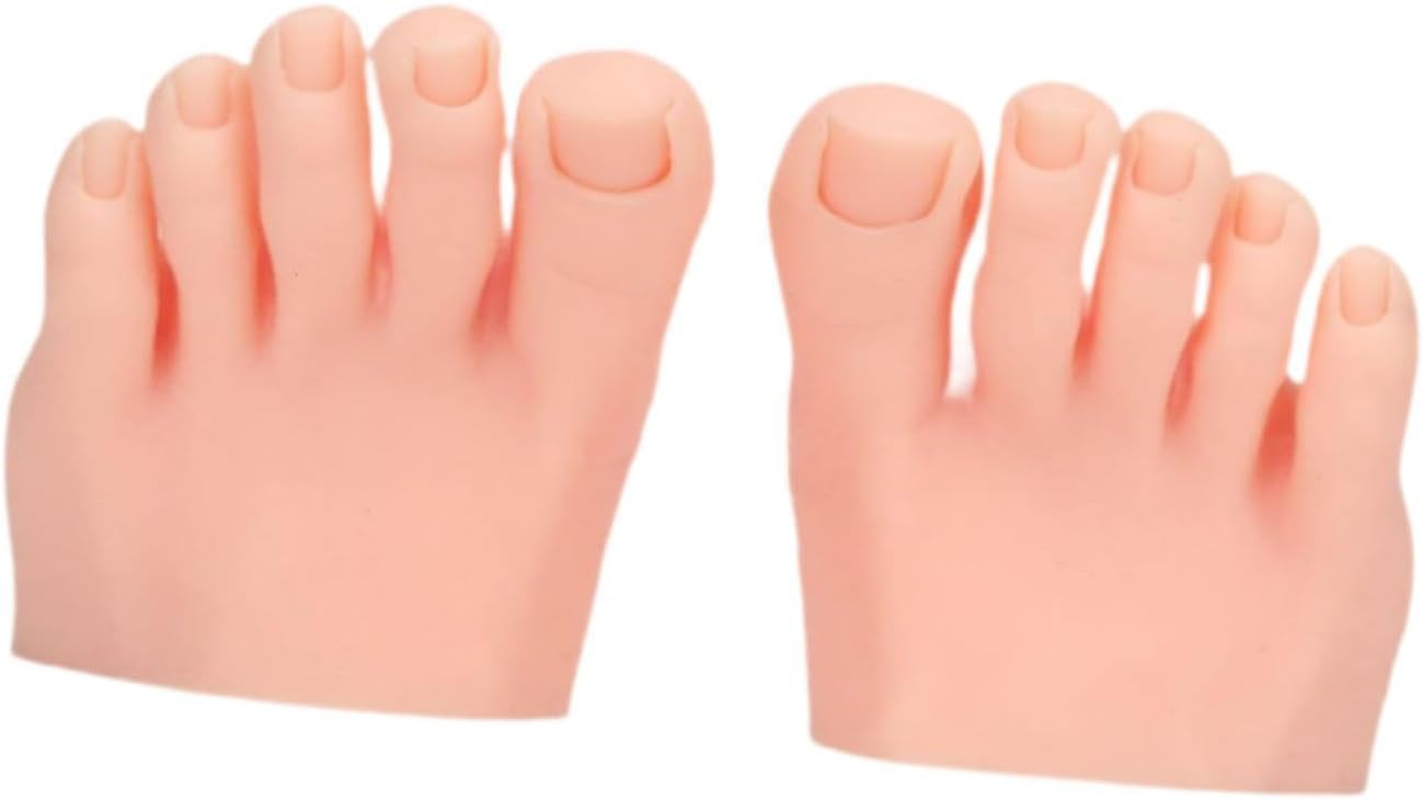 Koolsoo Practice Fake Foot Model, Nail Mannequin Movable Art Training Half Foot Display Professional Soft Silicone for Nails Tips, Skin Color
