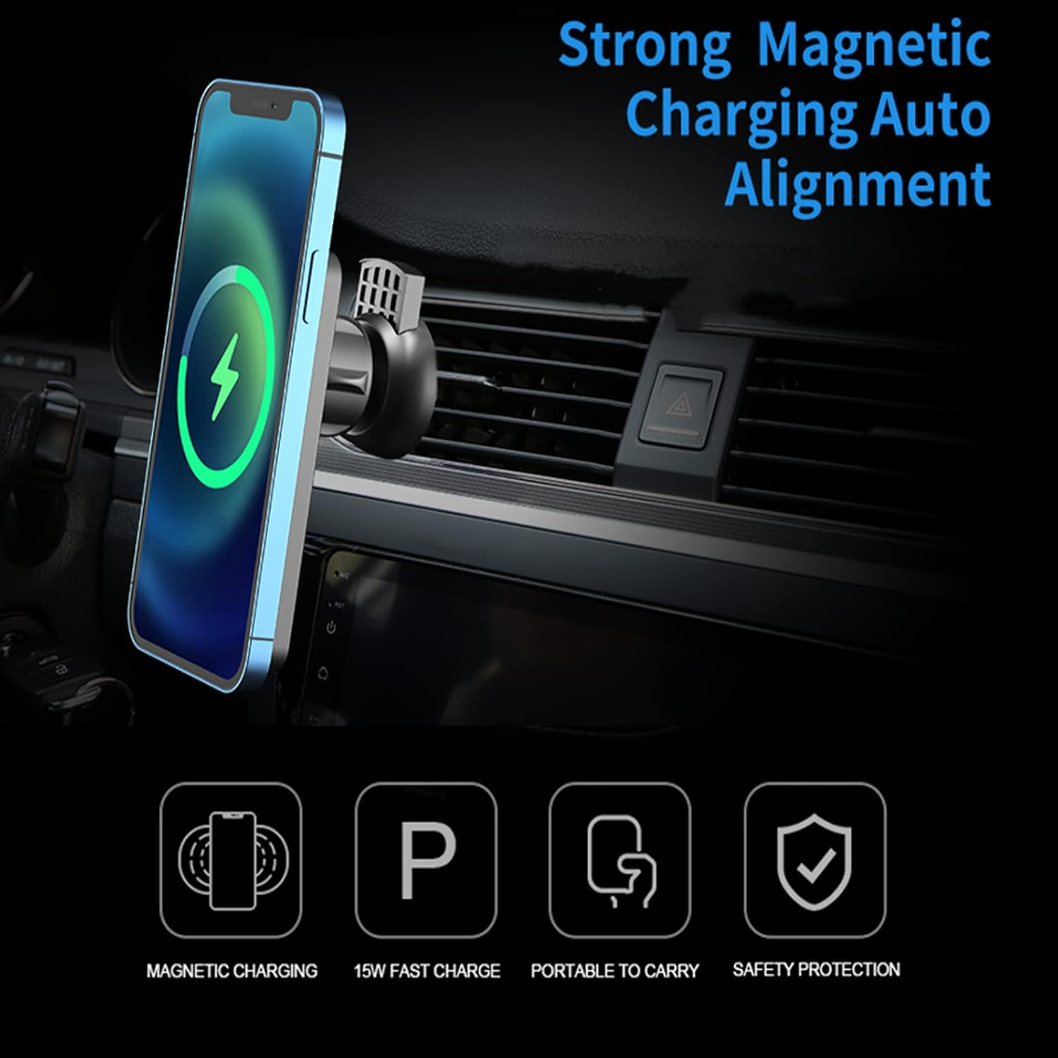 Cekell Magnetic Wireless Car Charger Mount/Holder for Iphone 13/13 Pro/12 Pro Max/13 Mini 12/12 Pro/12 Pro Max/12 Mini, Fast Charging, Rotate 360 Degrees image number 3