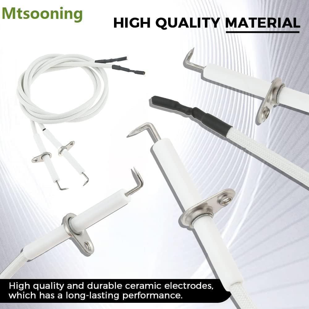 Mtsooning Igniter Ceramic Electrode, 2PCS Ceramic Igniter Electrode Replacement Parts, 27.5Inch Ignition Wire & Ceramic Spark Plug Ignition Electrode for BBQ Grill Burner Heater Fireplace image number 3