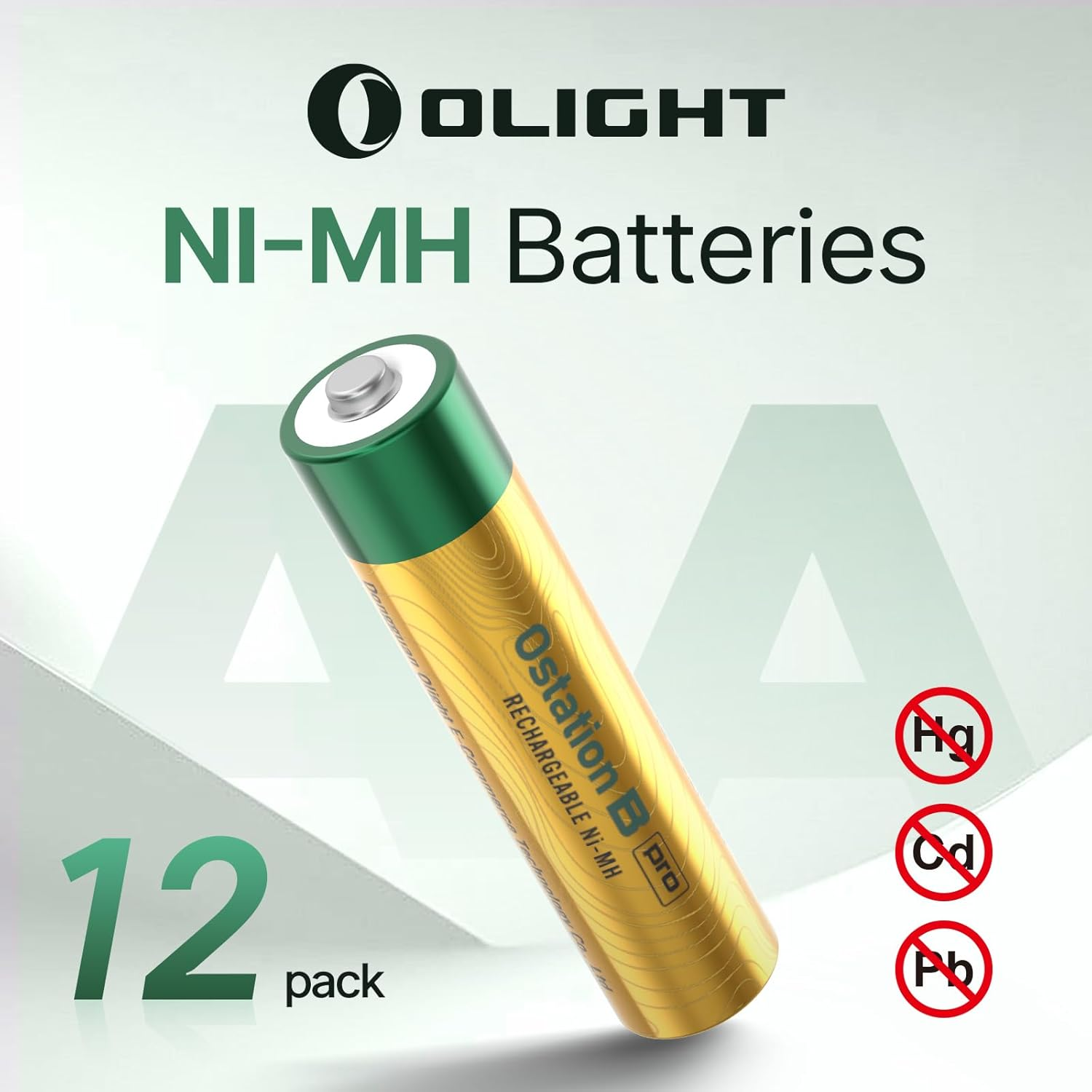 OLIGHT AAA Ni-Mh Rechargeable Batteries, 950Mah High Capacity AAA Pre-Charged Rechargeable Batteries, 12-Pack