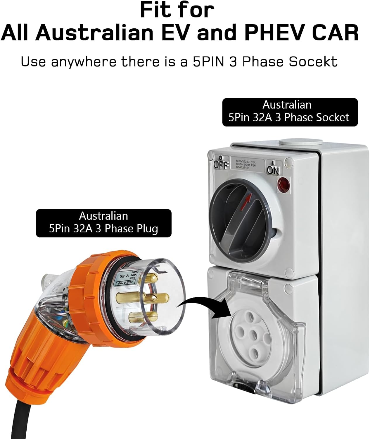 D&eacute; Type 2 EV Charger 7Kw 32A 10M Portable 5PIN |1-Phase|500V| Adjustable Currentfor 6A-32A for Tesla BYD MG and All Type 2 Electric Car image number 4