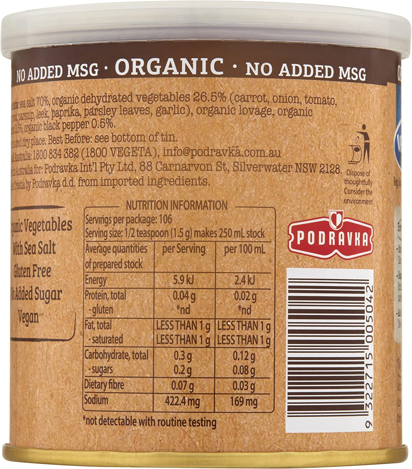 Vegeta Organic Gourmet Stock & Seasoning Powder, 160G image number 1