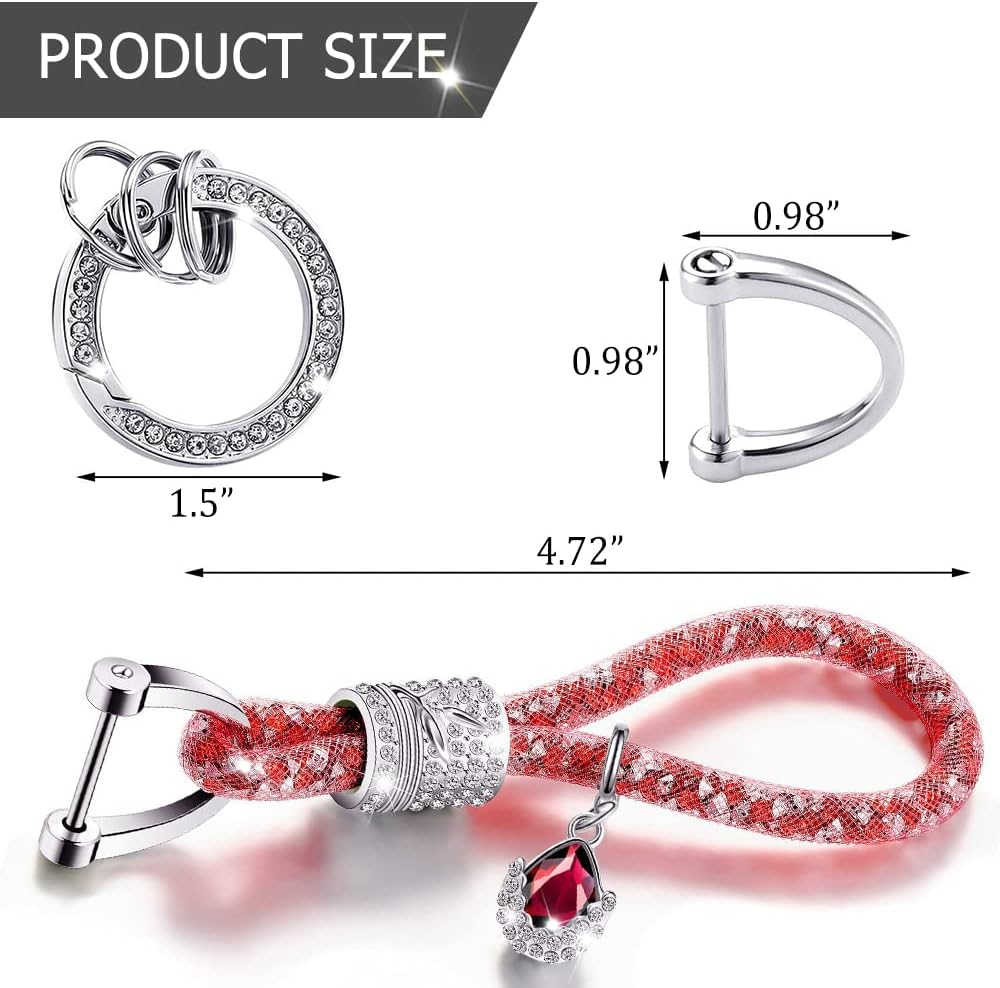 Crystal Car Key Chain for Women, Key Chain Accessories with Bling Rhinestones, Crystal Car Key Ring for All Car Keys - Green image number 4