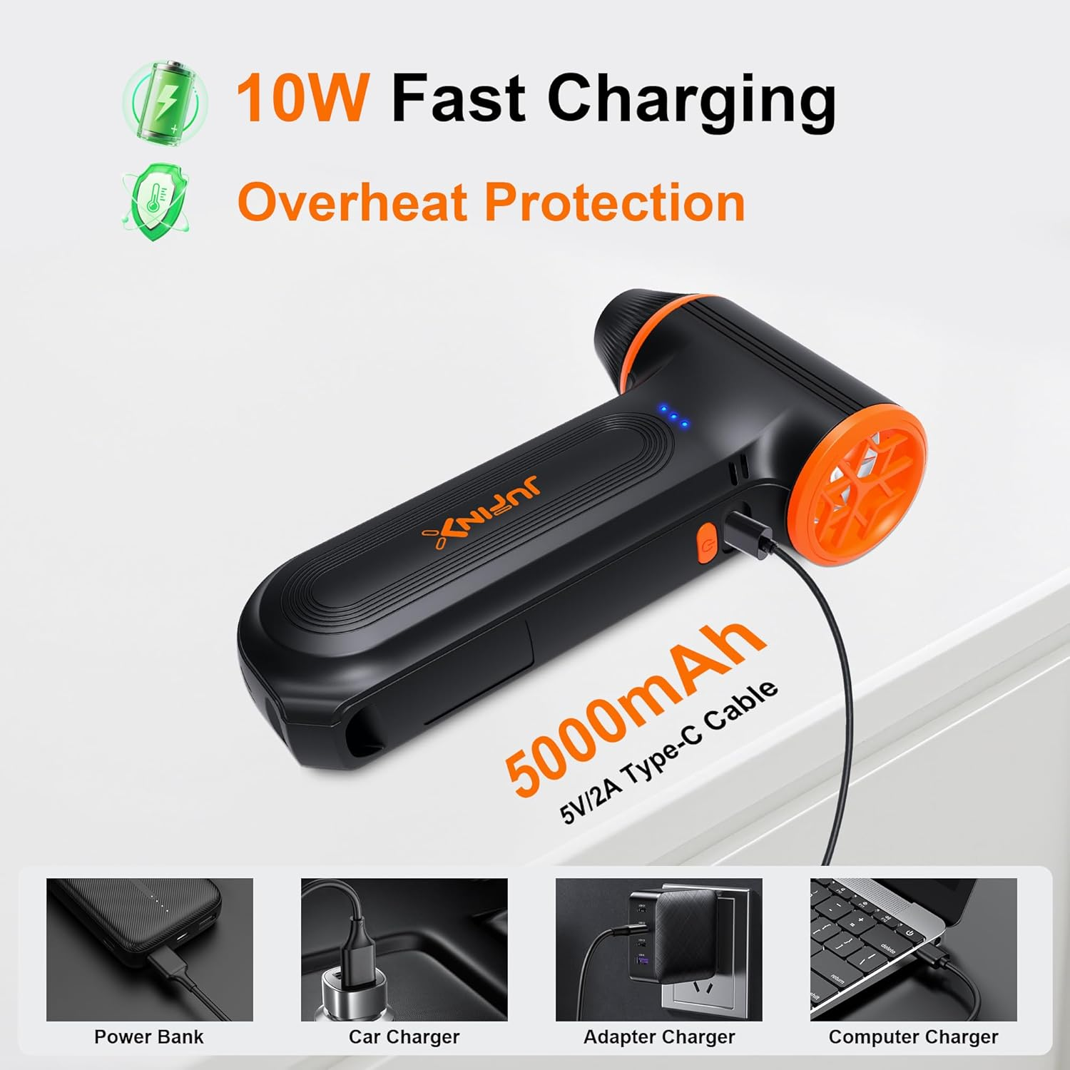 X117 Compressed Air Duster-150000Rpm Super Power Electric Air Duster, 3-Gear Adjustable Mini Blower with Fast Charging, Dust Blower for Computer, Keyboard, House, Outdoor and Car image number 6